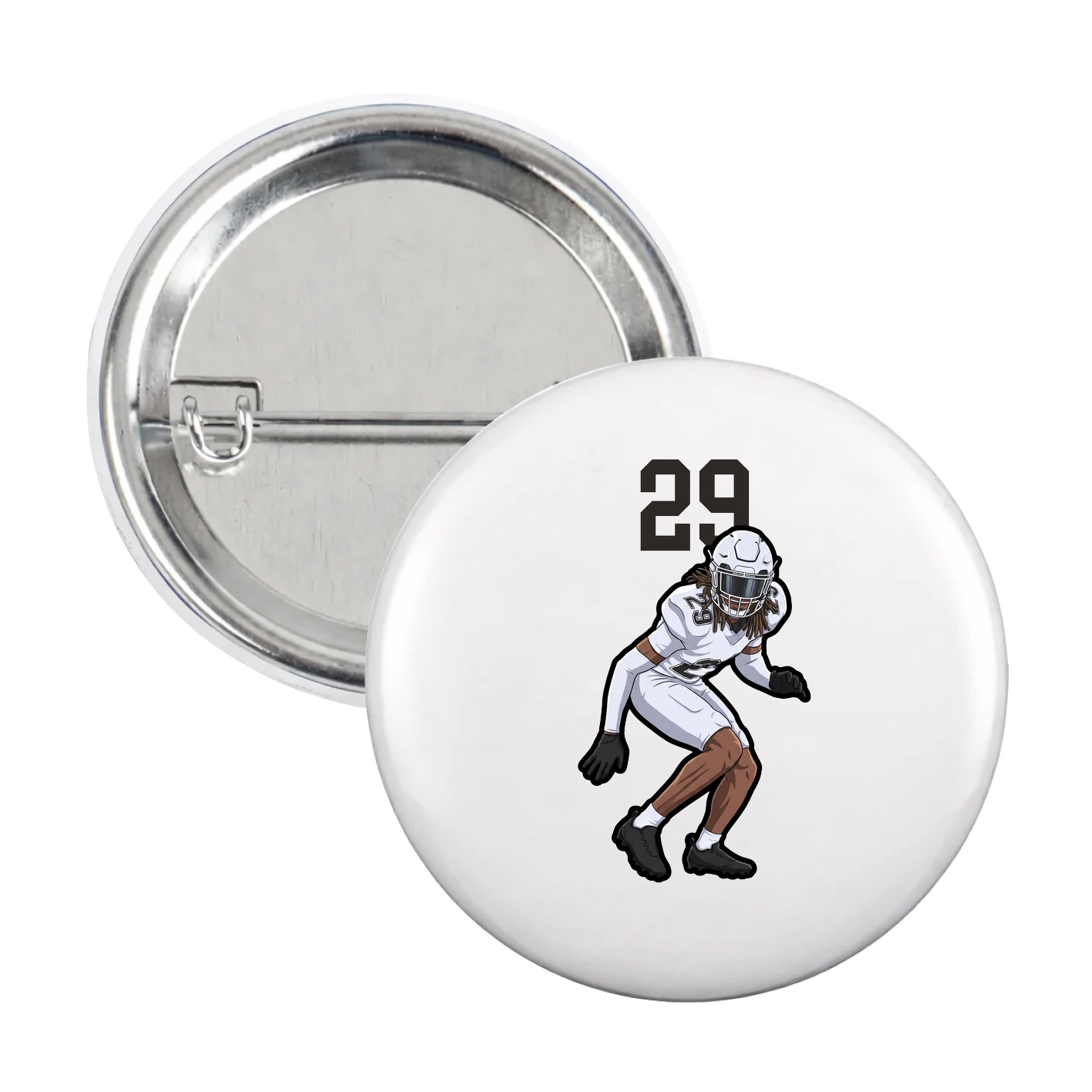 Game Day Button — Number Top in White