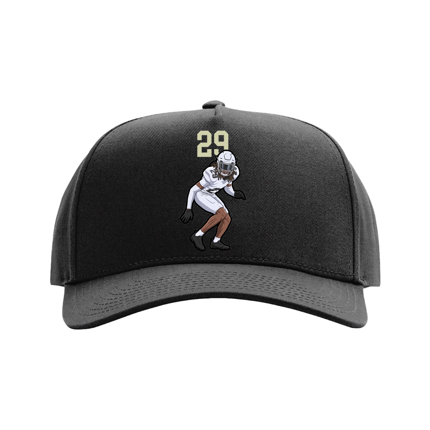 Full Fabric Five-Panel Champ Cap — Number Top in Black