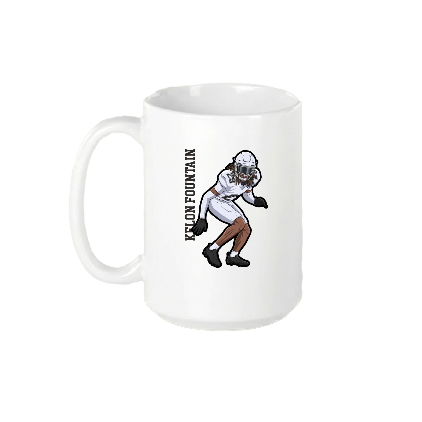 15oz Coffee Mug — Name Vertical in White