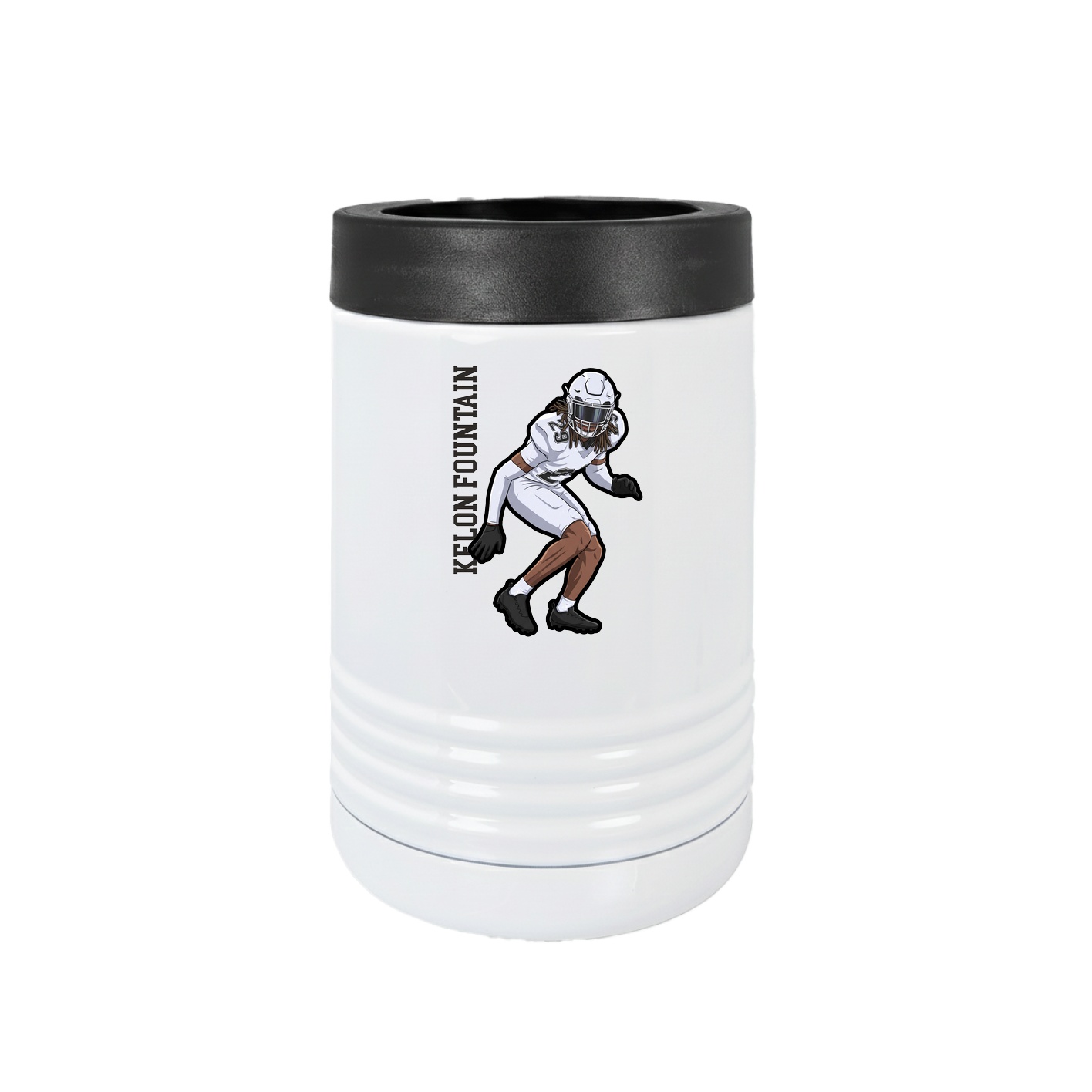Beverage Holder — Name Vertical in White
