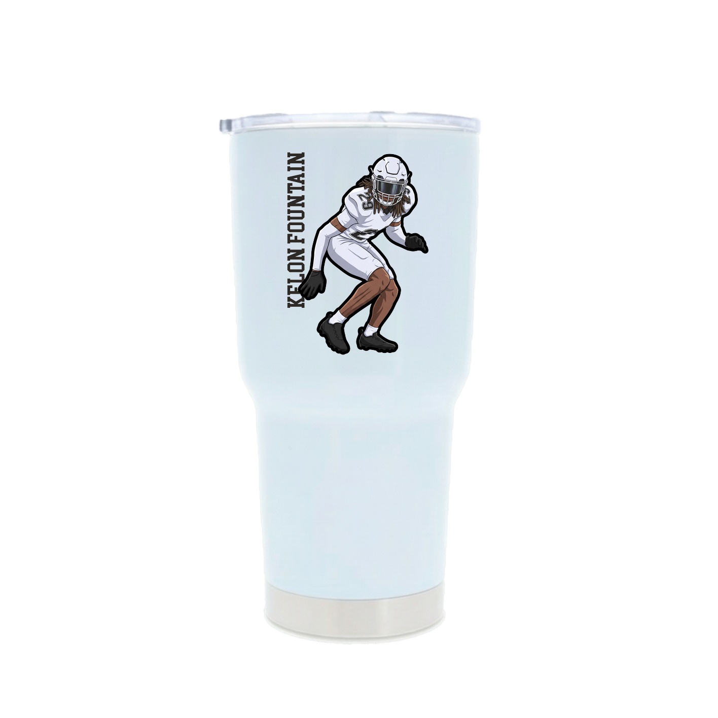 30oz Stainless Steel Tumbler — Name Vertical in White