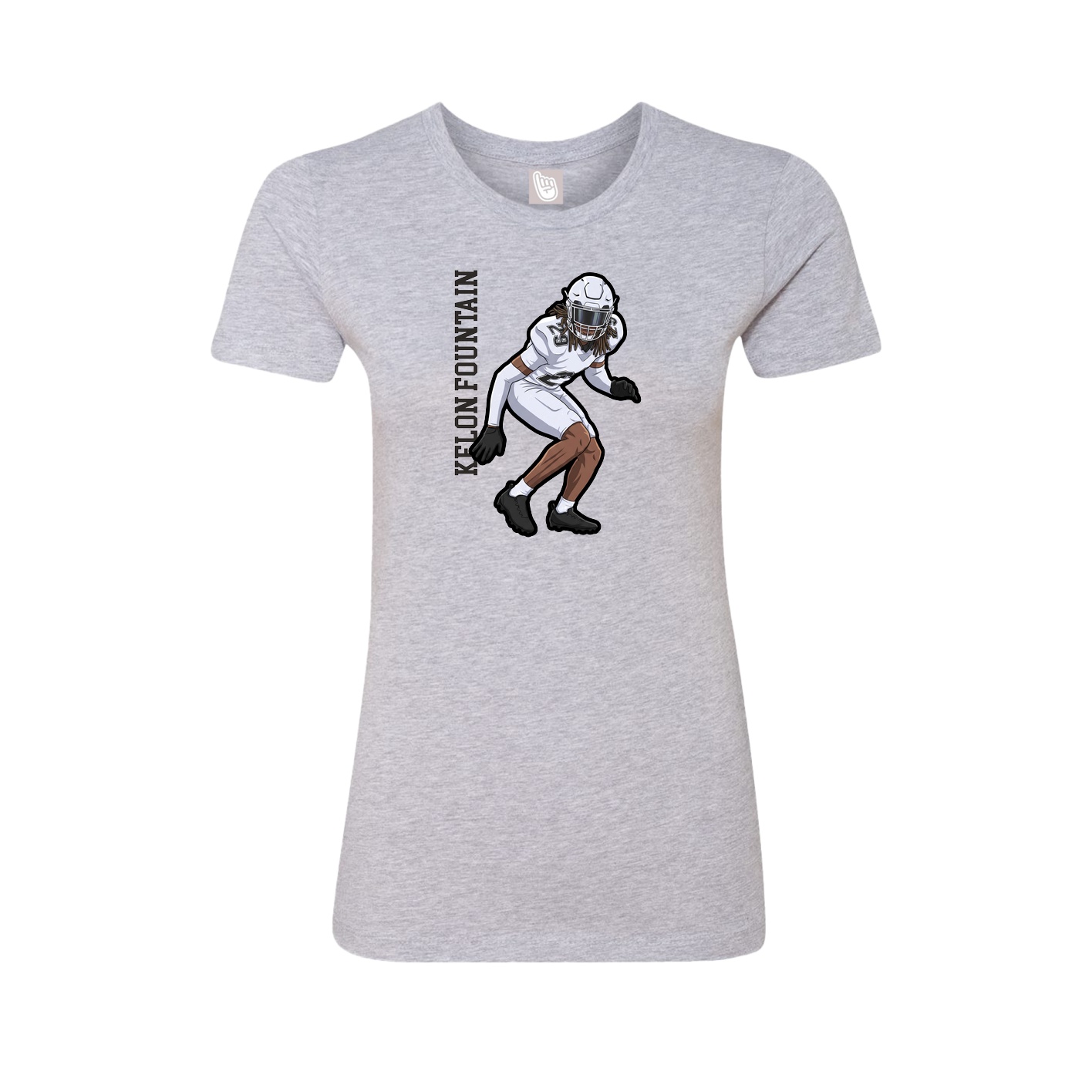 Fitted Women's Tee — Name Vertical in Grey
