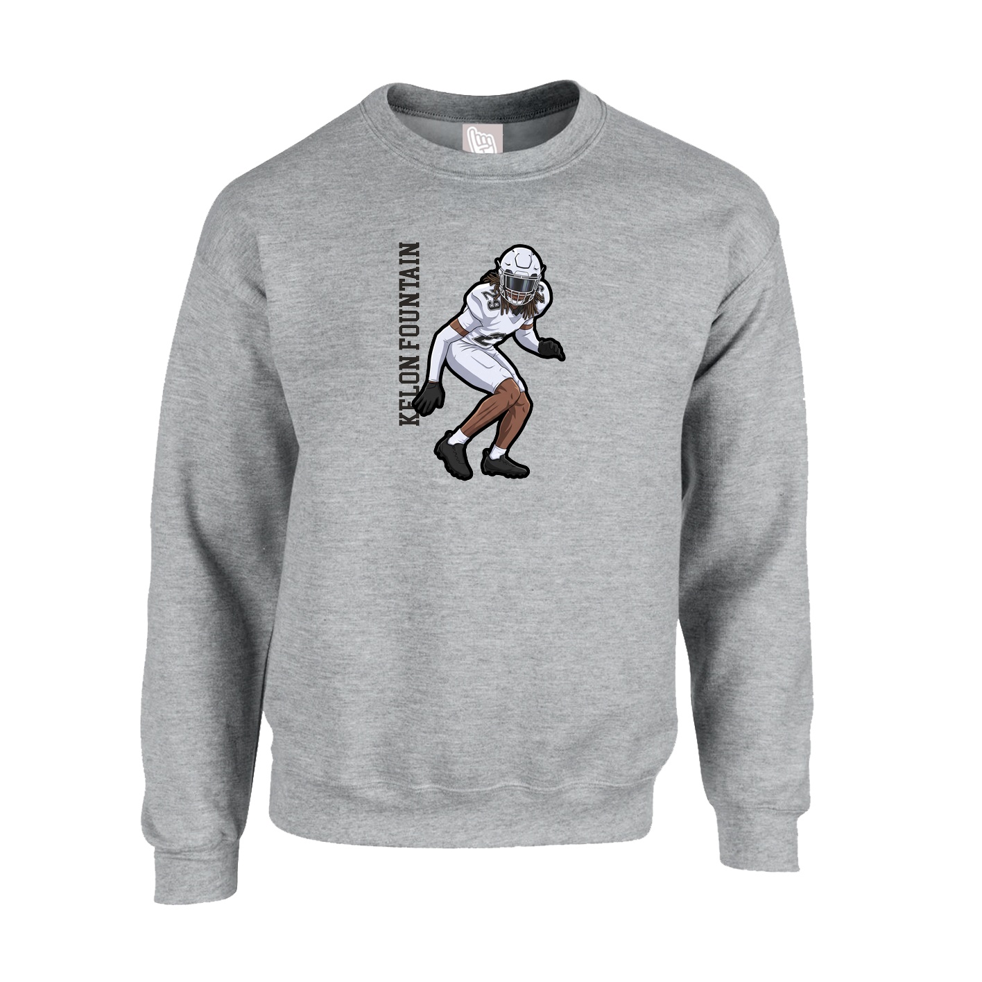 Fleece Crew — Name Vertical in Grey