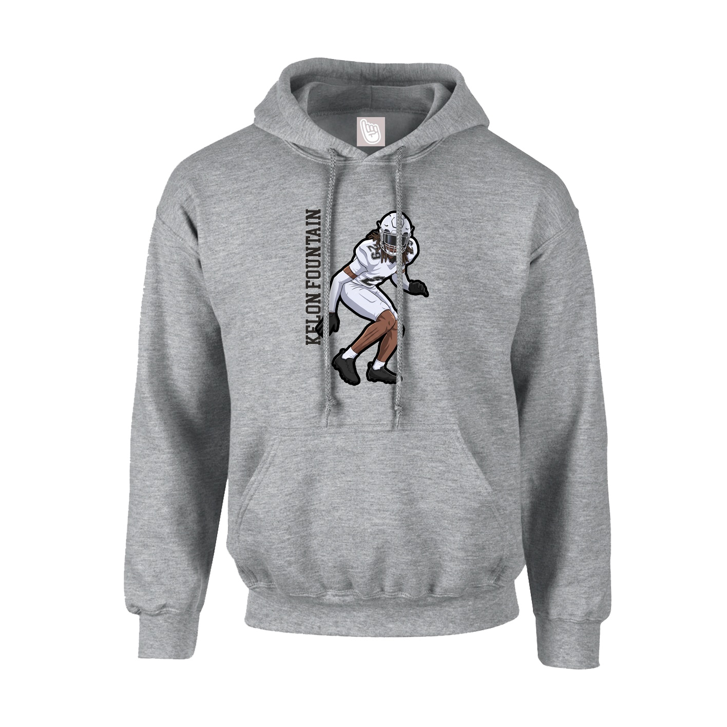 Youth Hoodie — Name Vertical in Grey