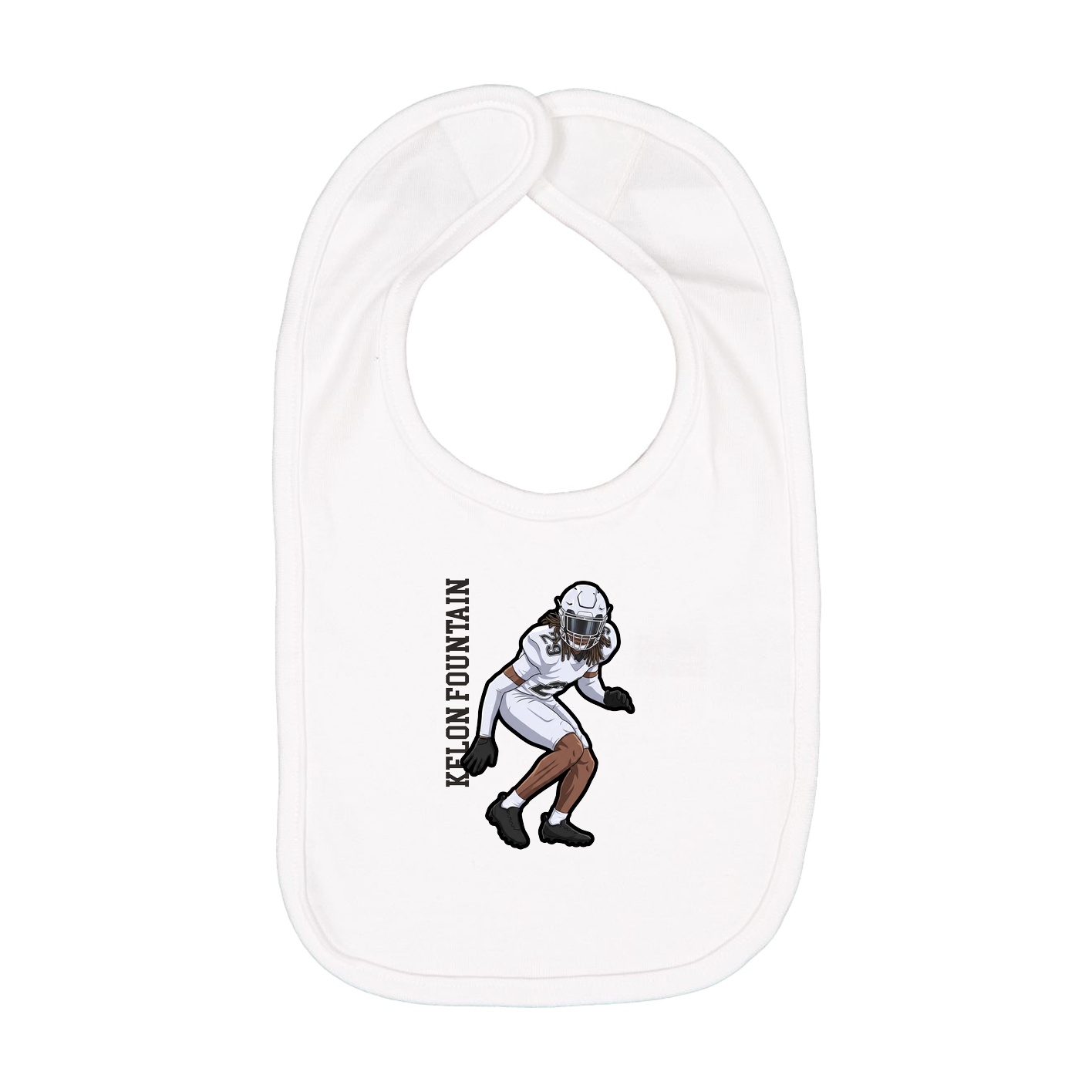Infant Bib — Name Vertical in White