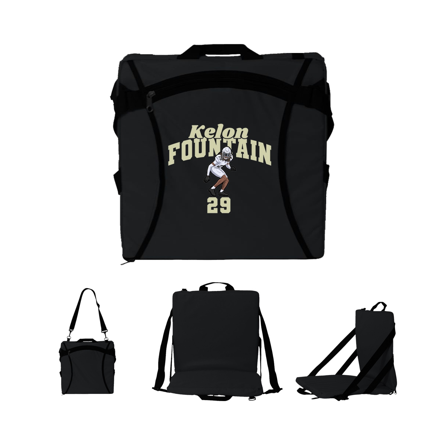 Folding Stadium Seat — Signature Arch in Black