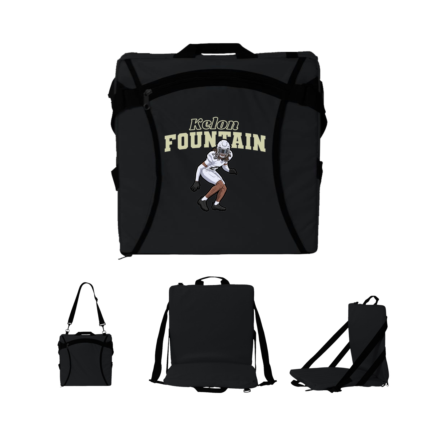 Folding Stadium Seat — Name Arch in Black