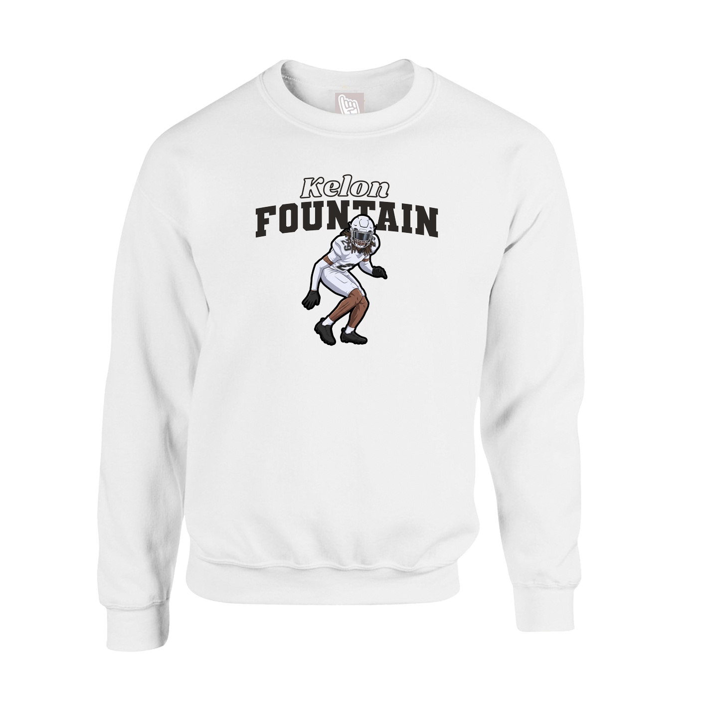 Fleece Crew — Name Arch in White