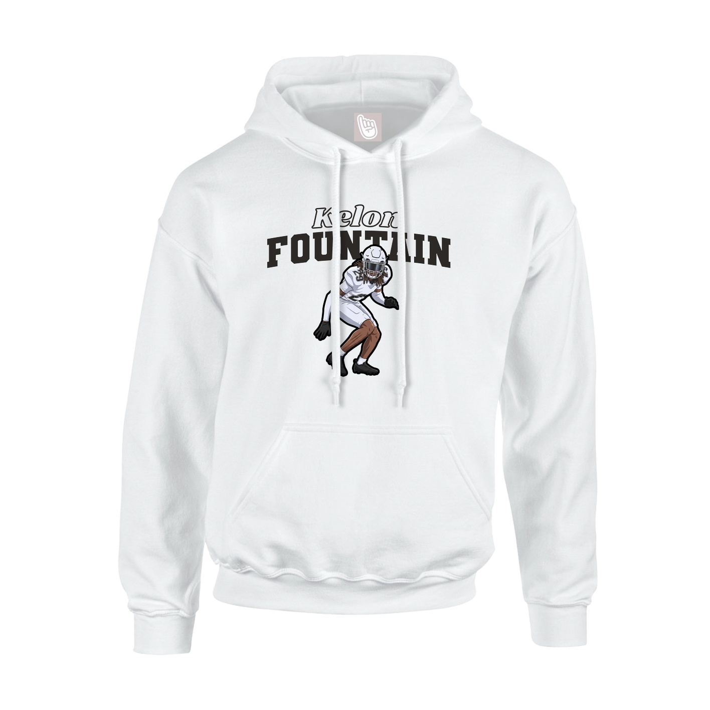 Youth Hoodie — Name Arch in White