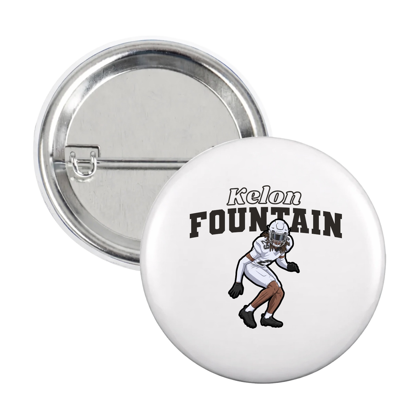 Game Day Button — Name Arch in White