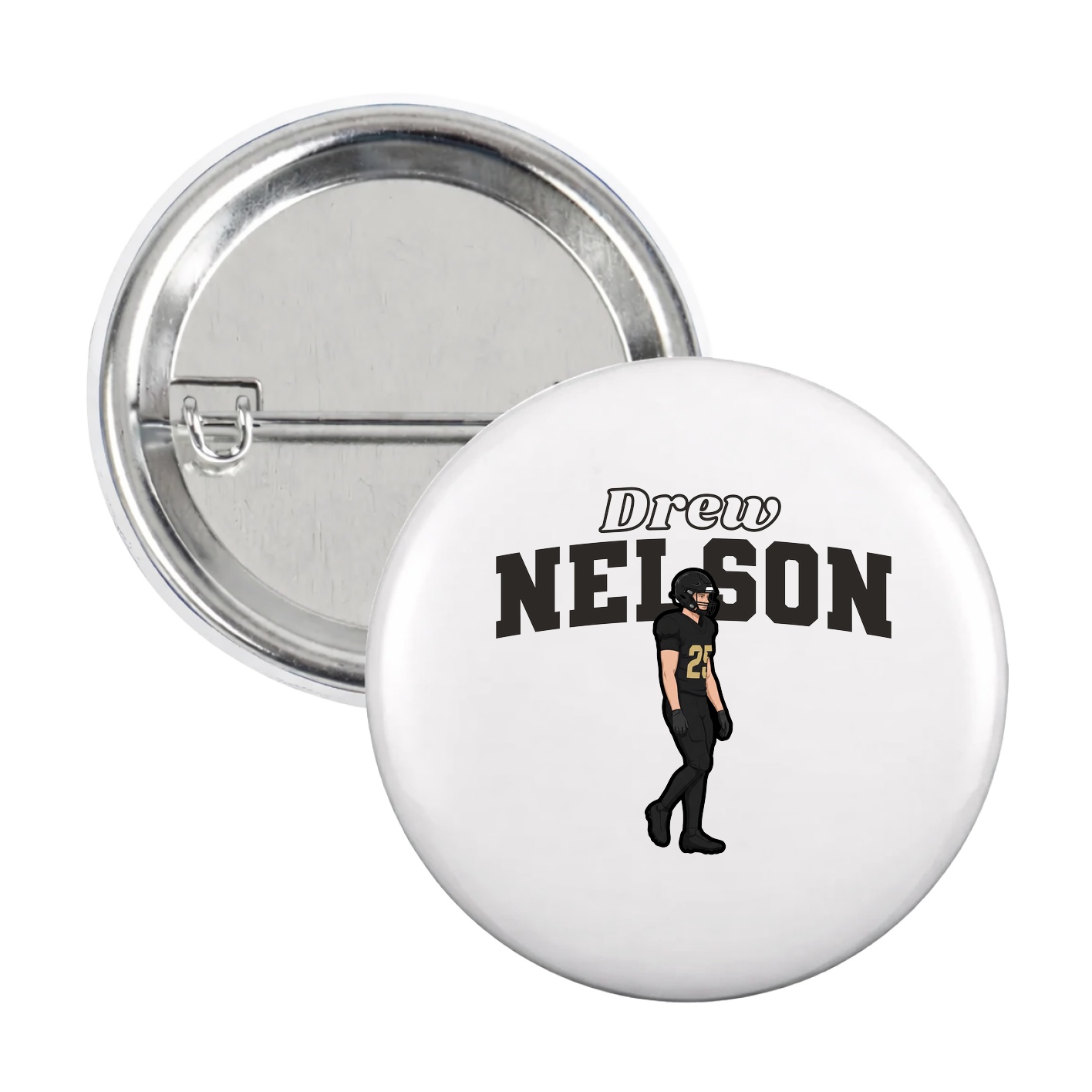 Game Day Button — Name Arch in White