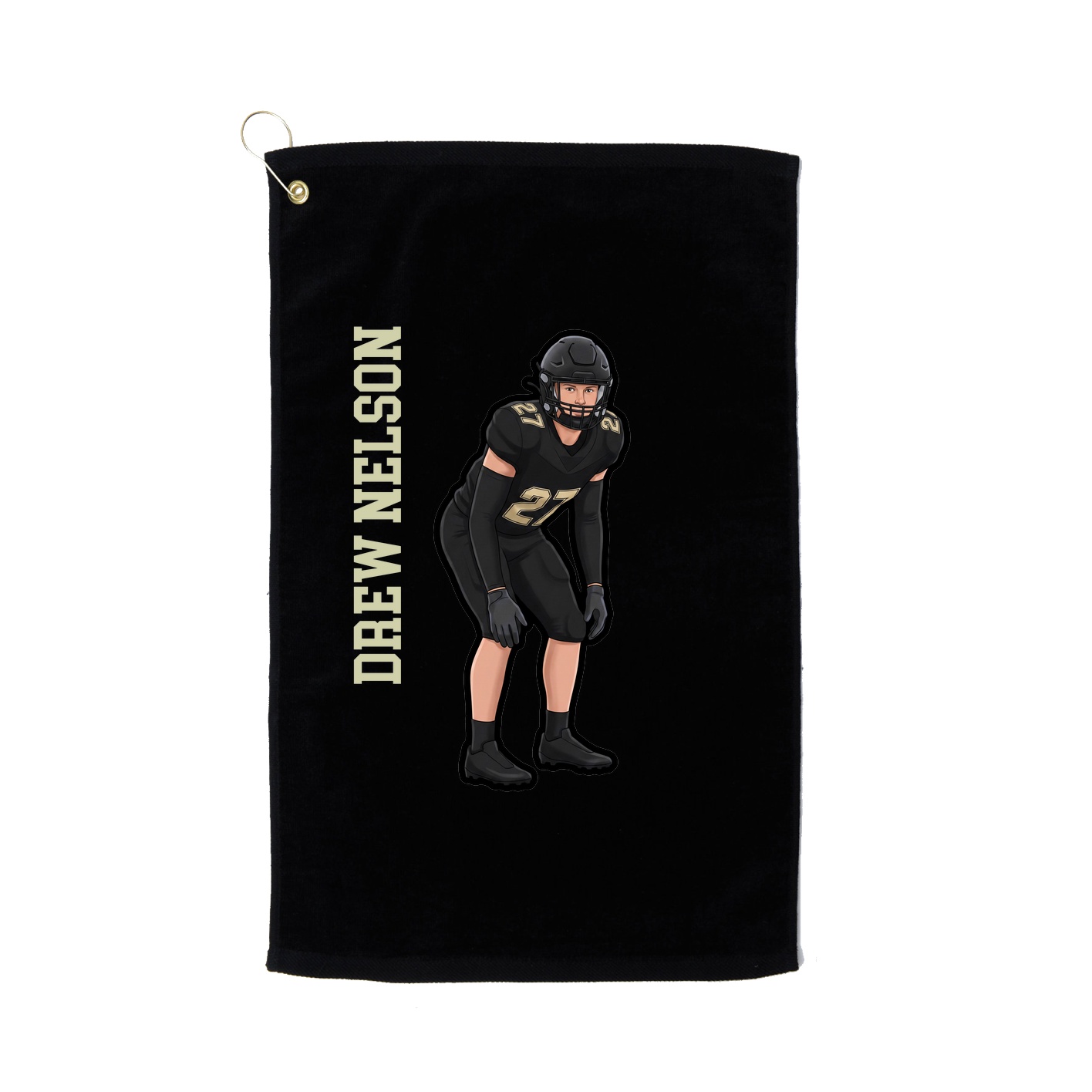 Golf Towel — Name Vertical in Black