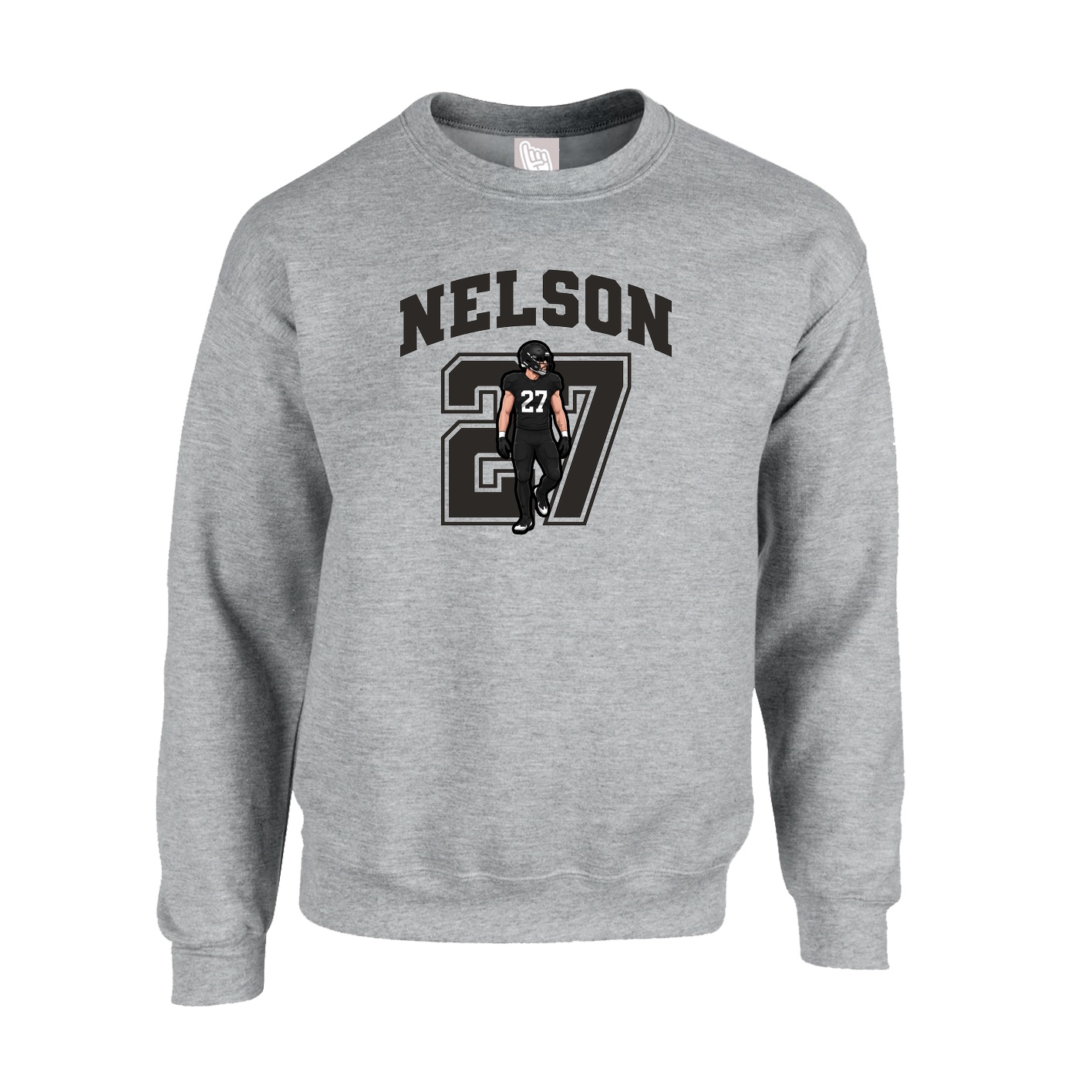 Fleece Crew — Number in Grey