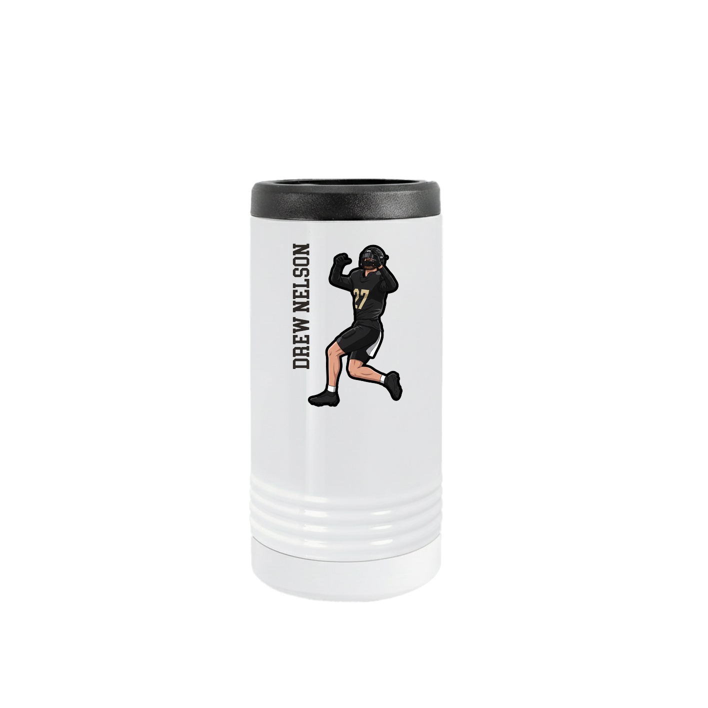 Slim Beverage Holder — Name Vertical in White