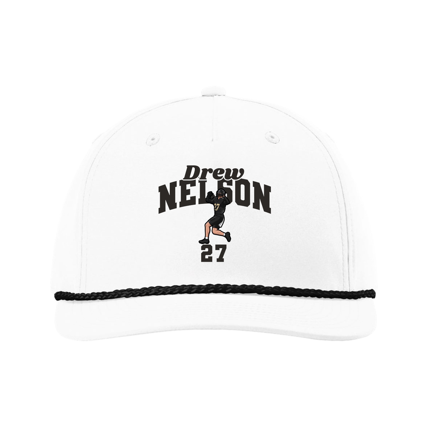 Five-Panel Classic Rope Cap — Signature Arch in White