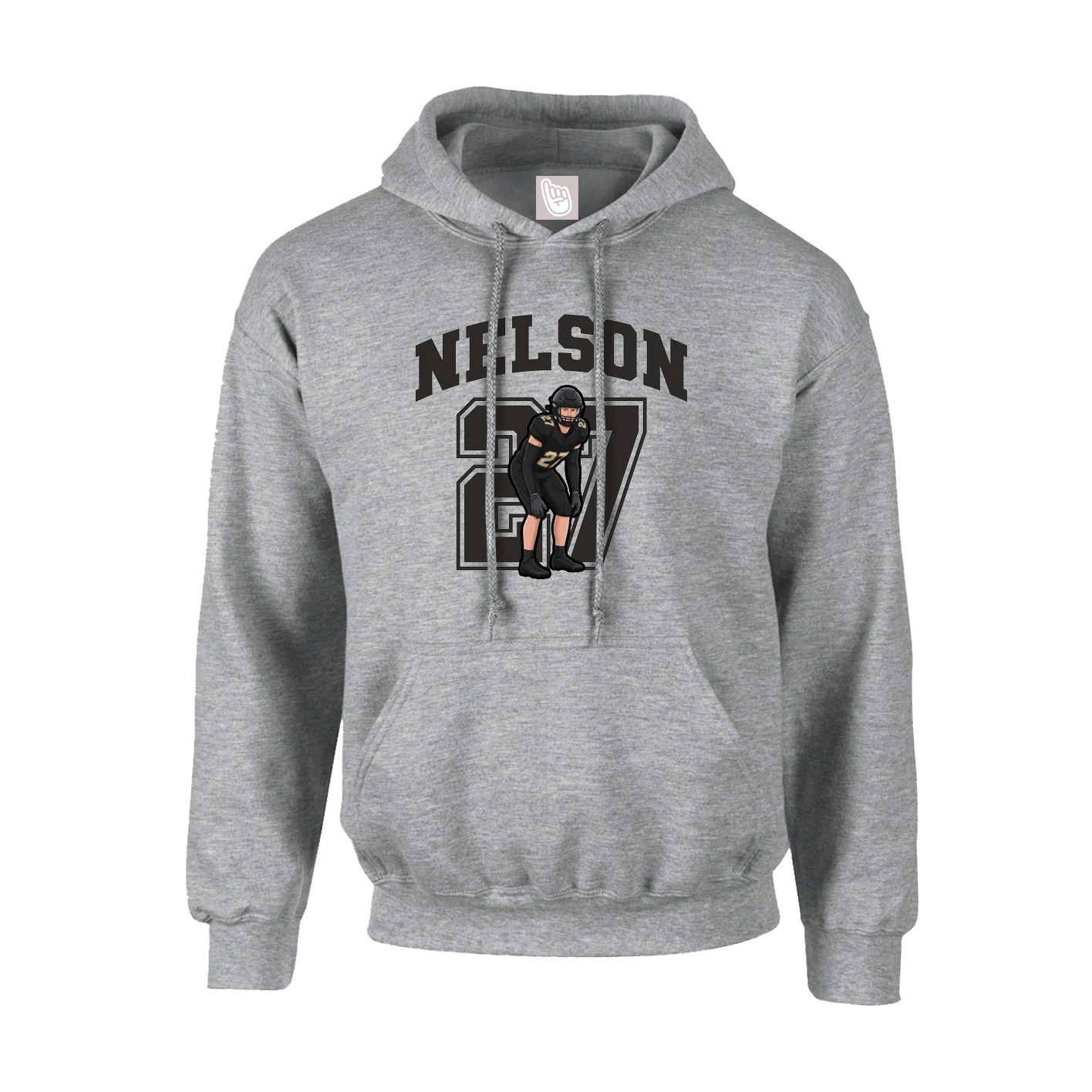 Youth Hoodie — Number in Grey