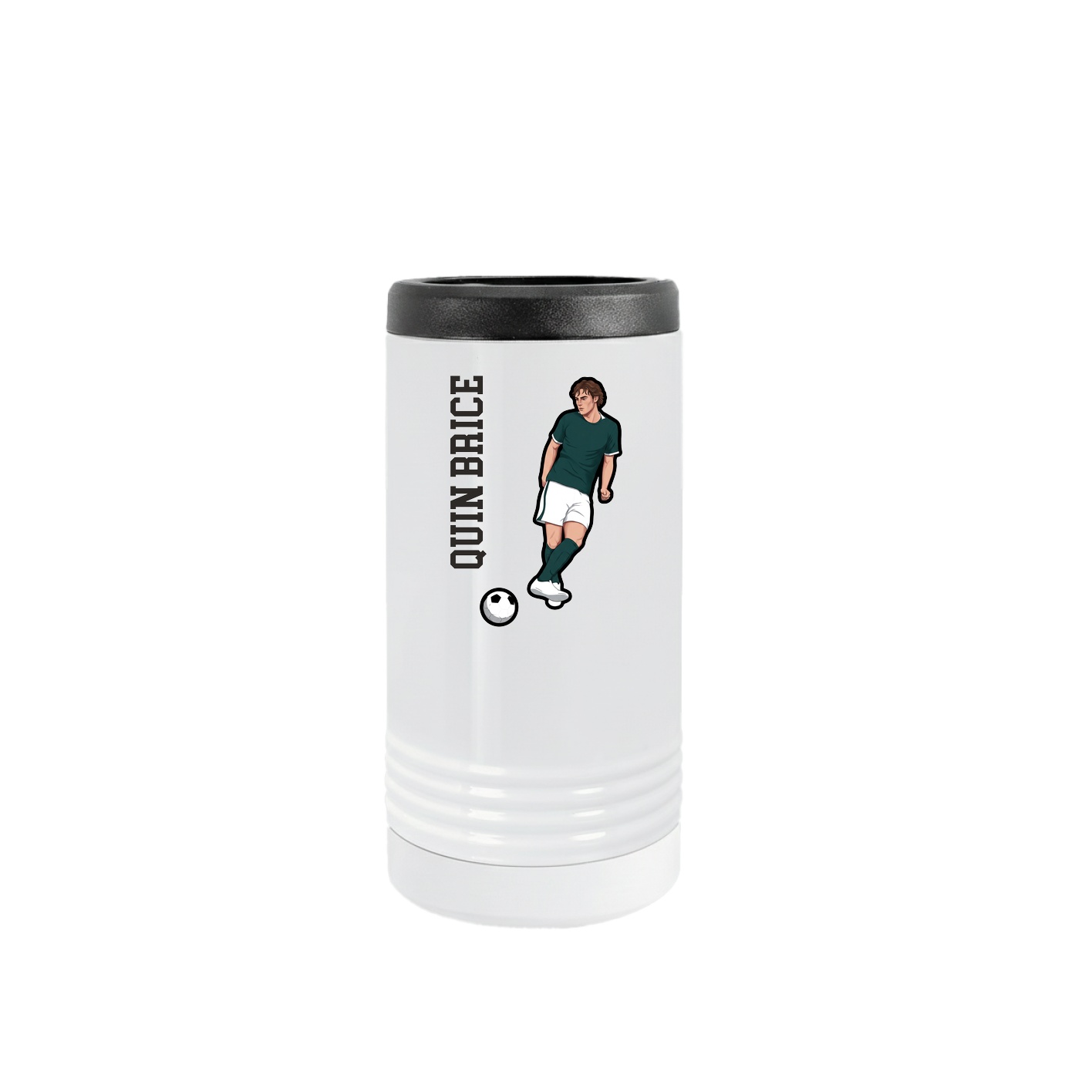 Slim Beverage Holder — Name Vertical in White