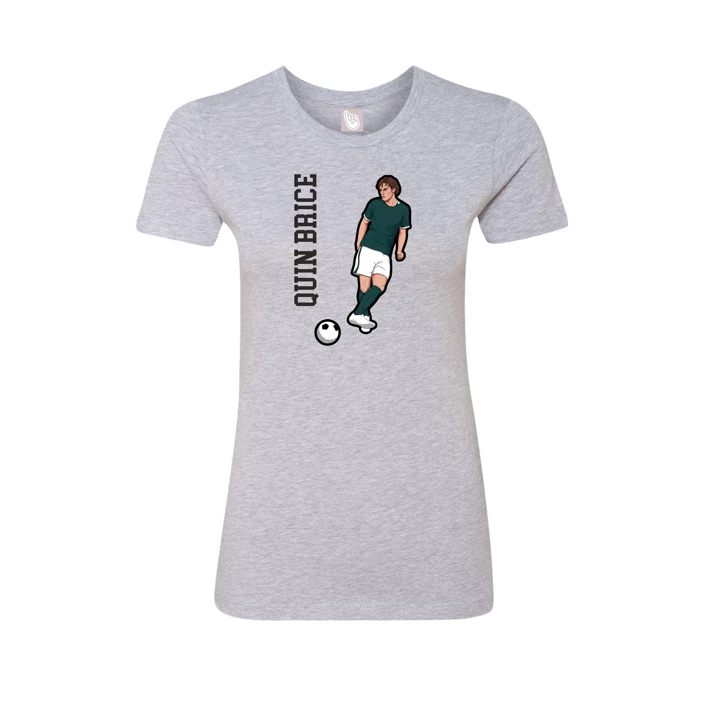 Fitted Women's Tee — Name Vertical in Grey