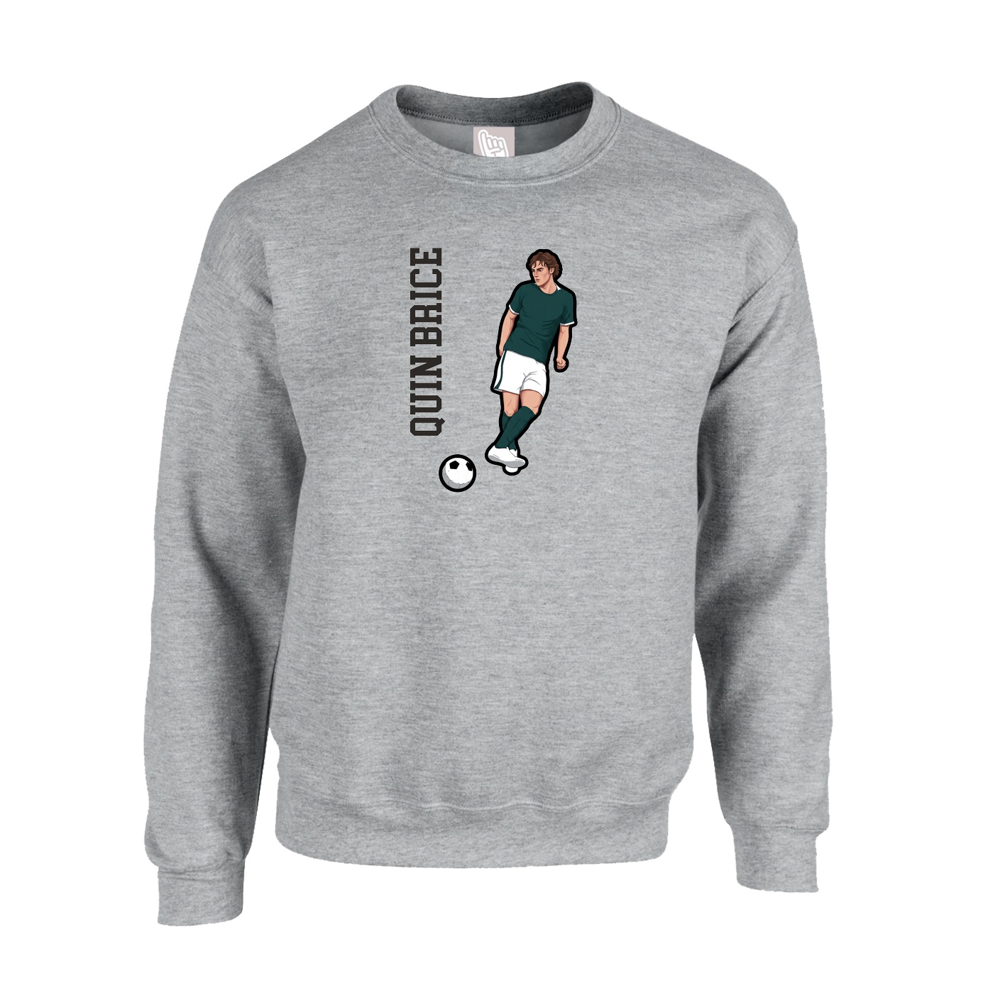 Fleece Crew — Name Vertical in Grey