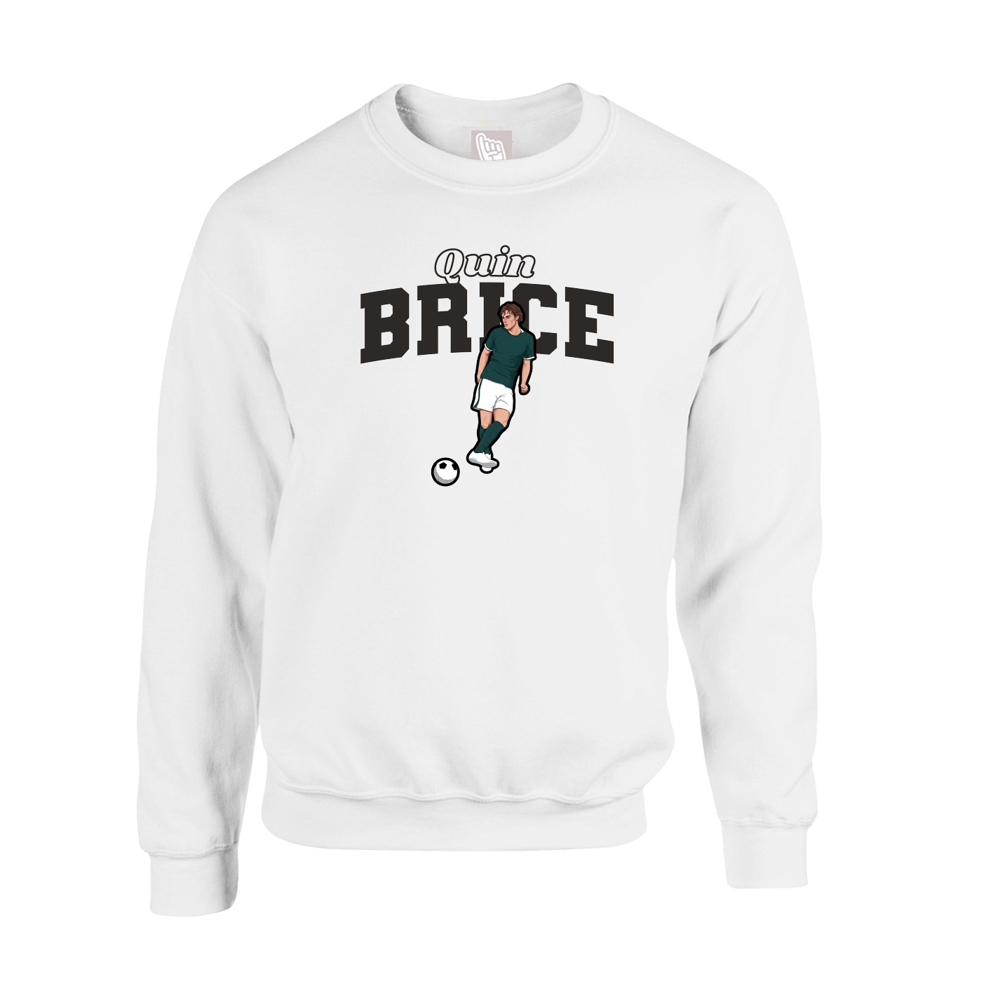 Fleece Crew — Name Arch in White