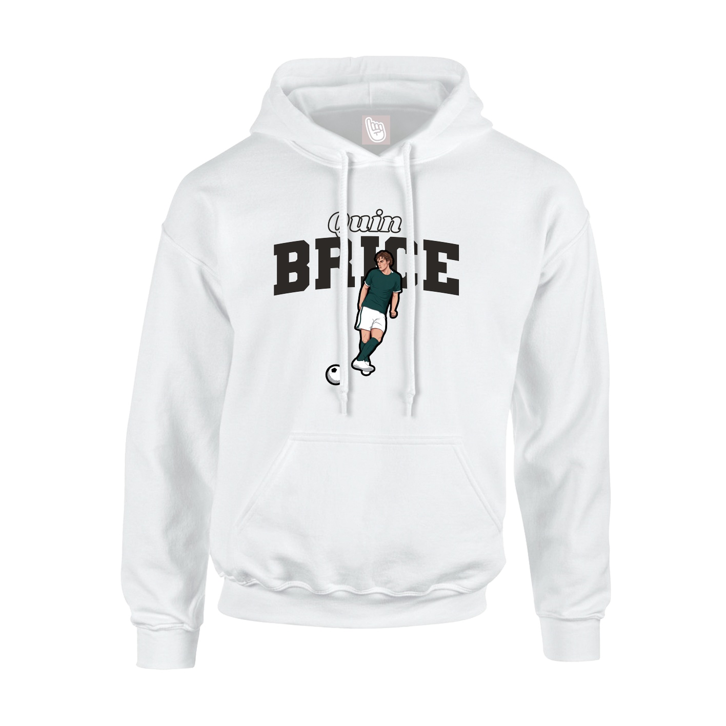 Youth Hoodie — Name Arch in White