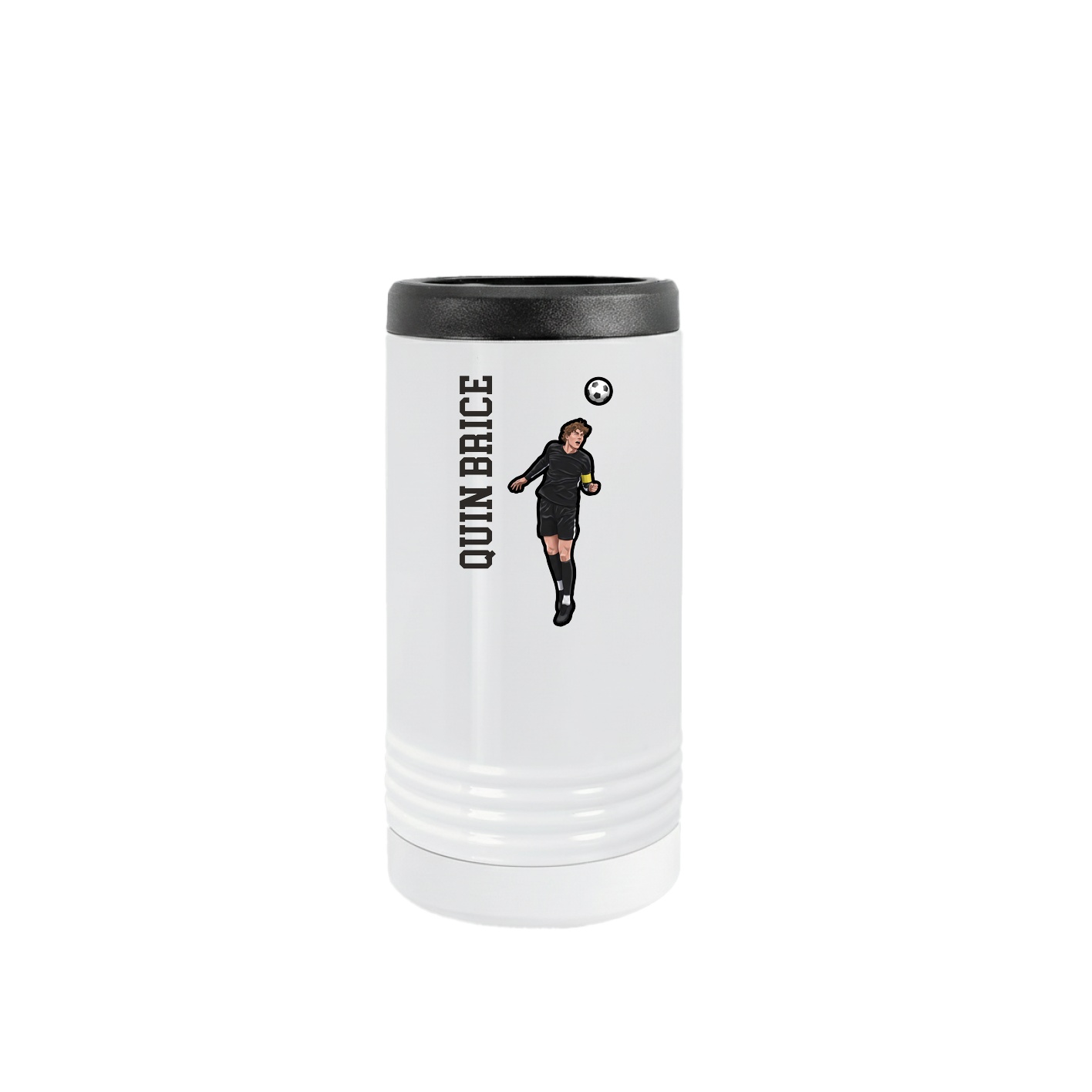 Slim Beverage Holder — Name Vertical in White