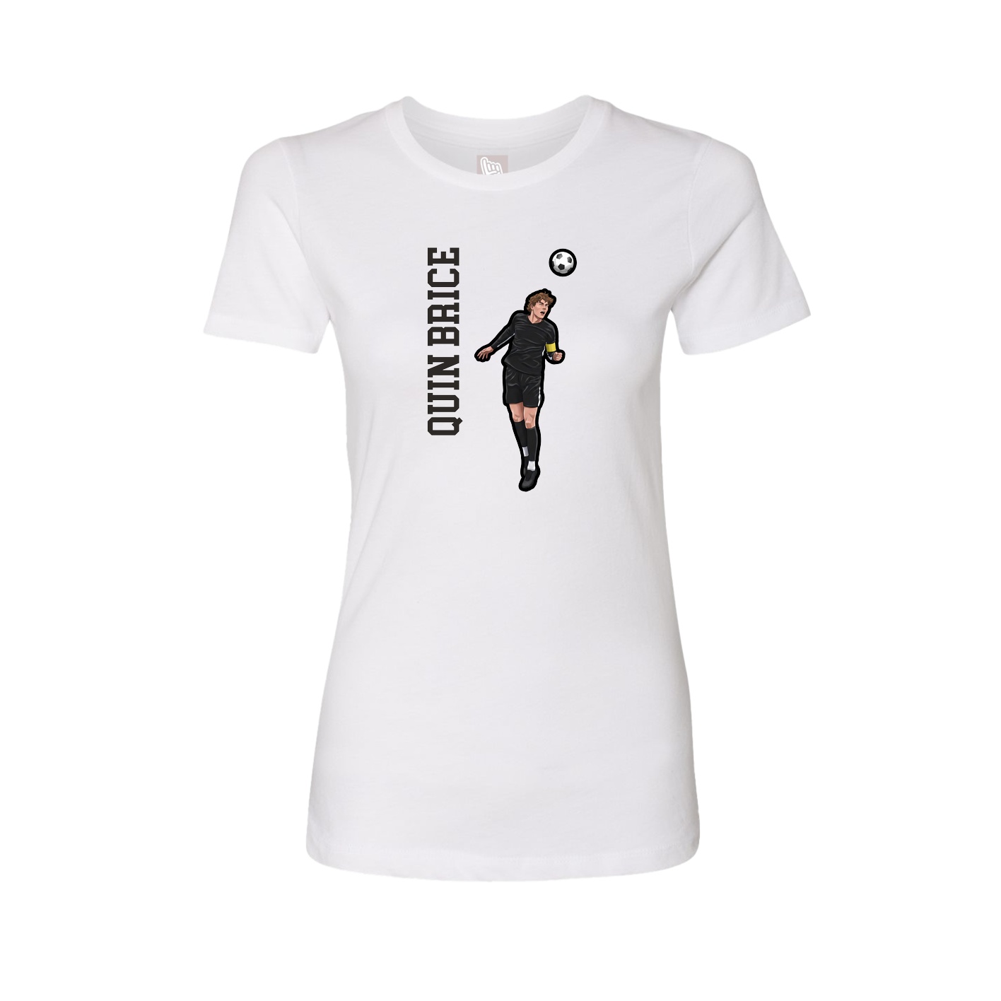 Fitted Women's Tee — Name Vertical in White