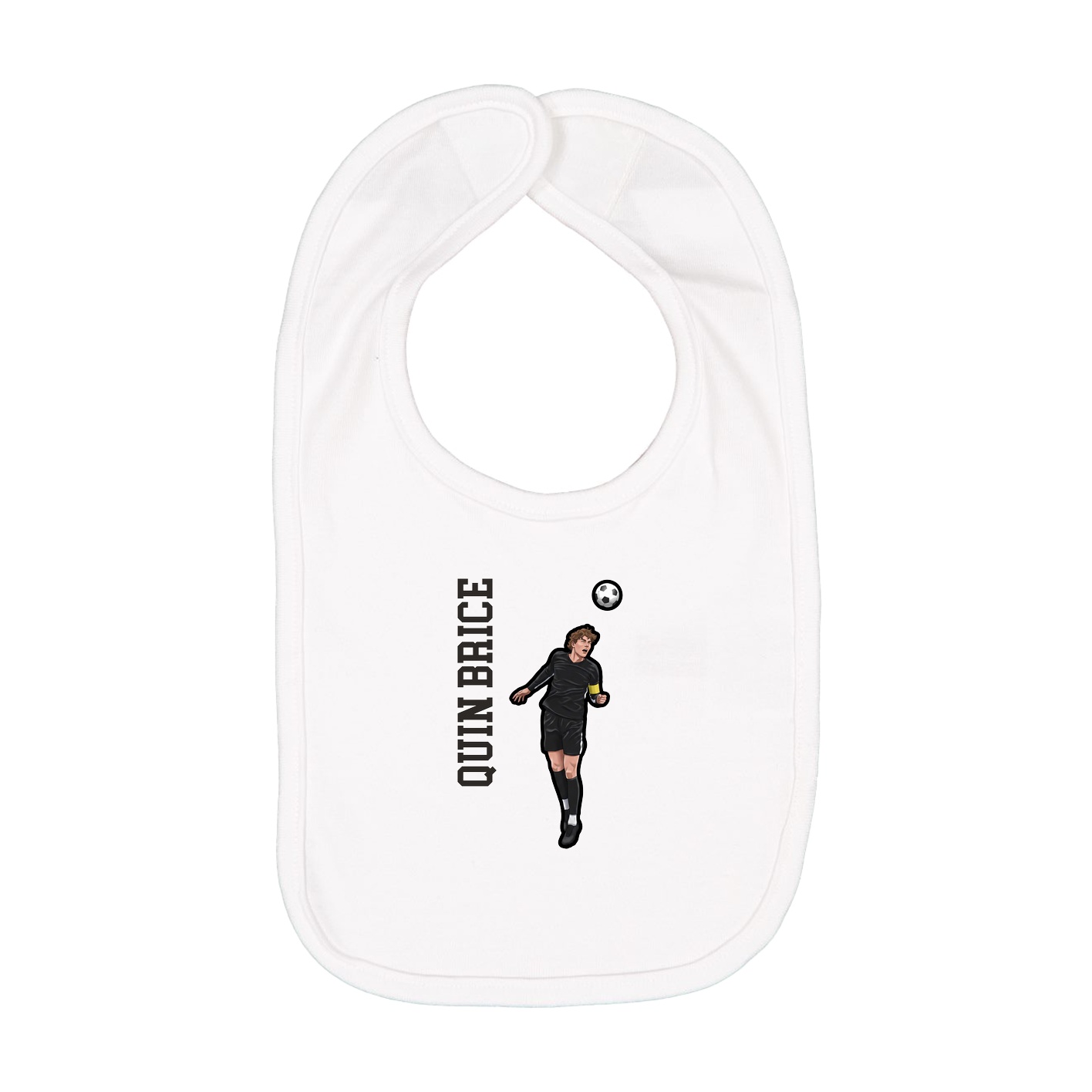 Infant Bib — Name Vertical in White