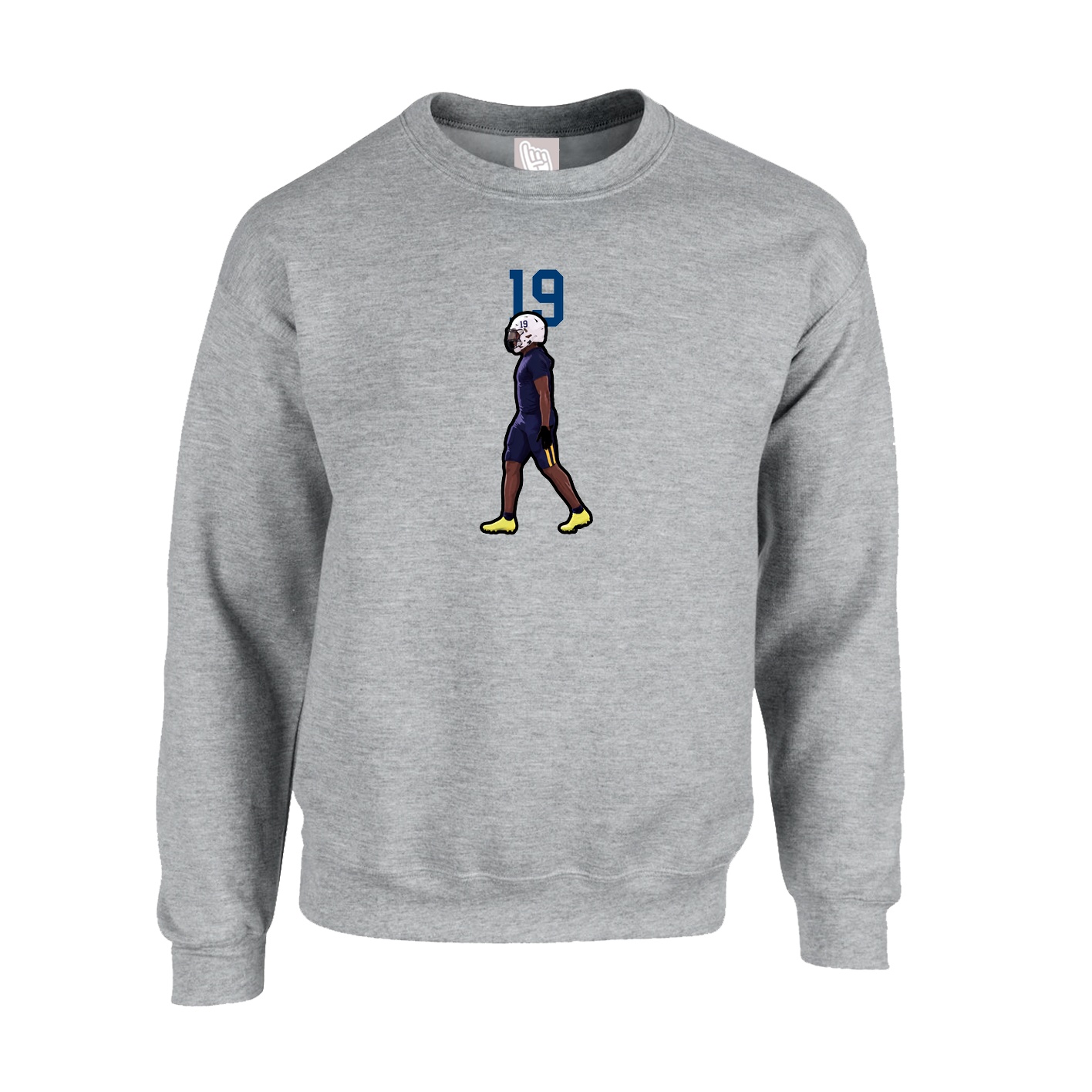 Fleece Crew — Number Top in Grey
