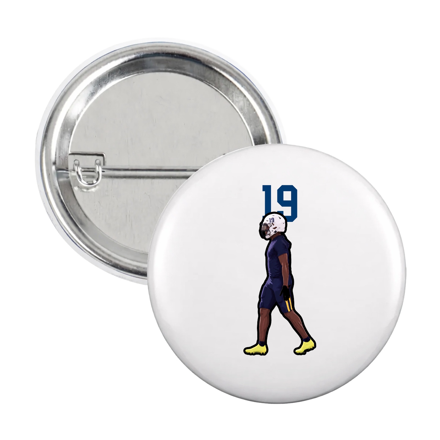 Game Day Button — Number Top in White