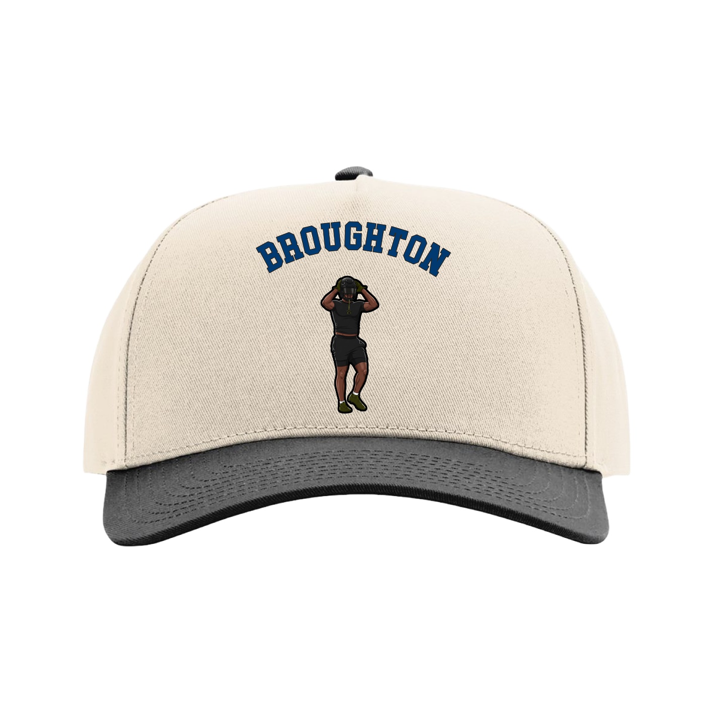 Full Fabric Five-Panel Champ Cap — Shirsey Arch in Cream/Black