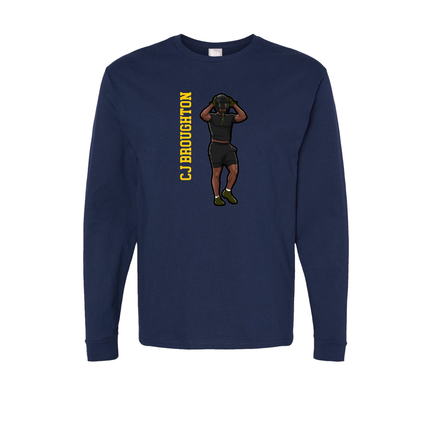 Long Sleeve Tee — Name Vertical in Navy