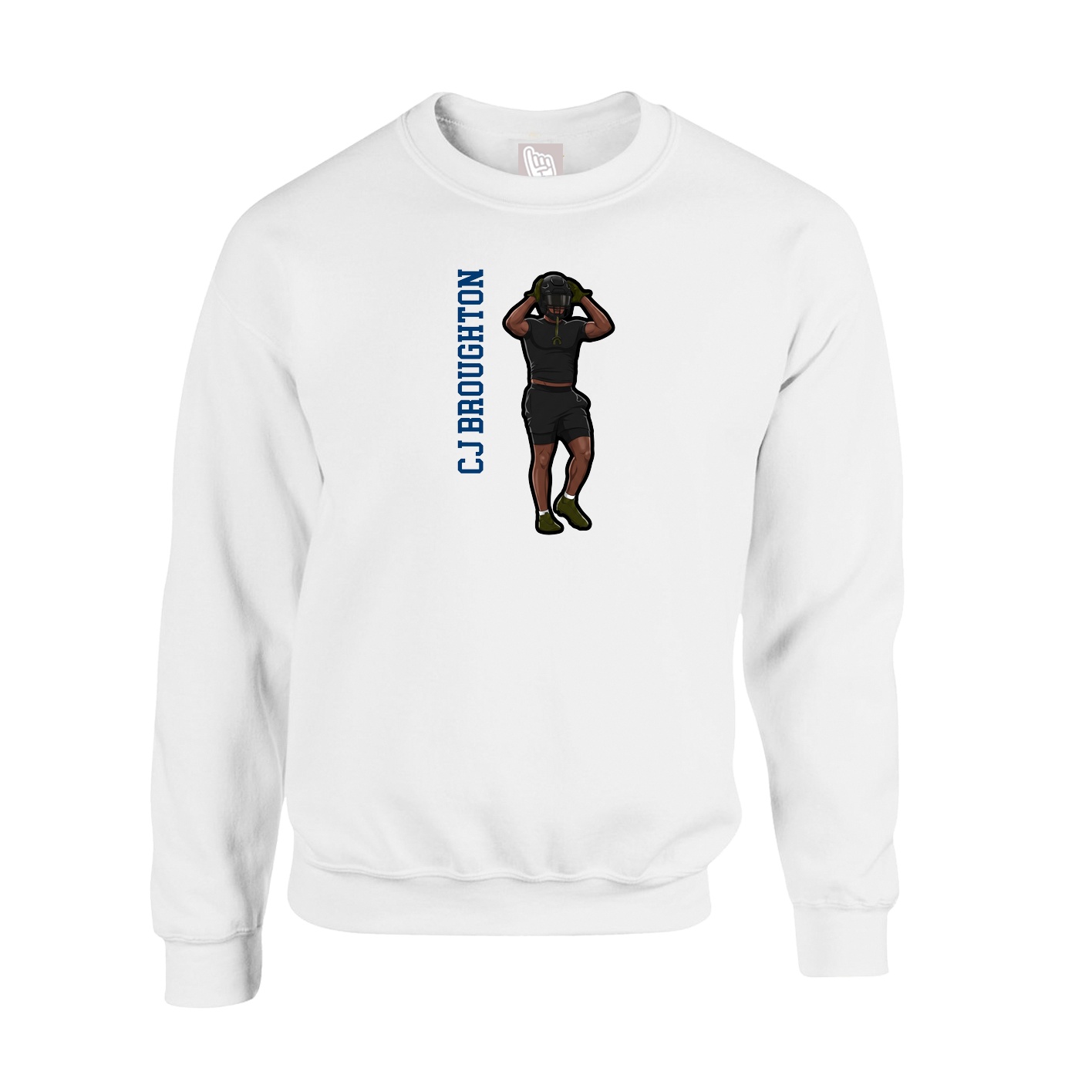 Fleece Crew — Name Vertical in White
