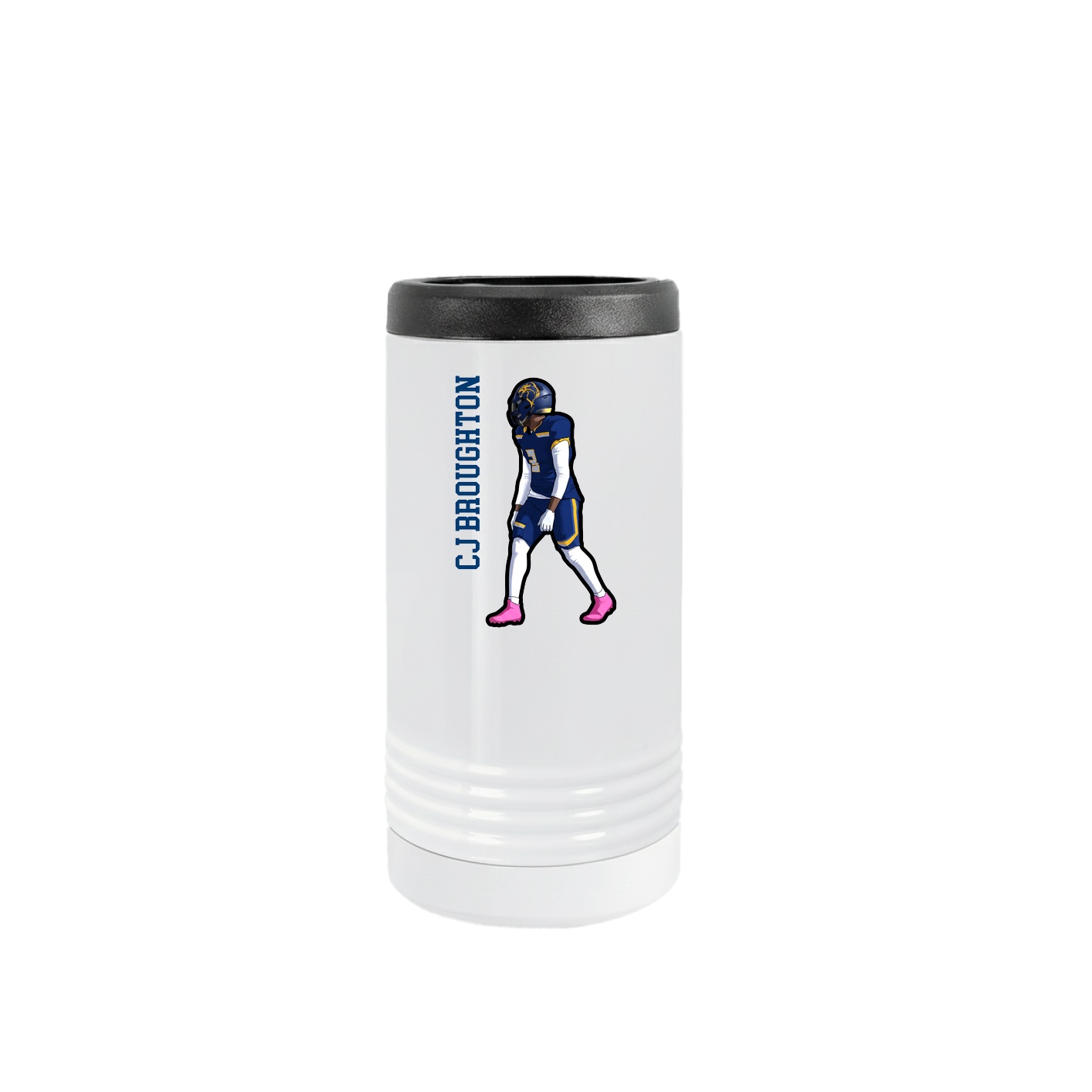 Slim Beverage Holder — Name Vertical in White
