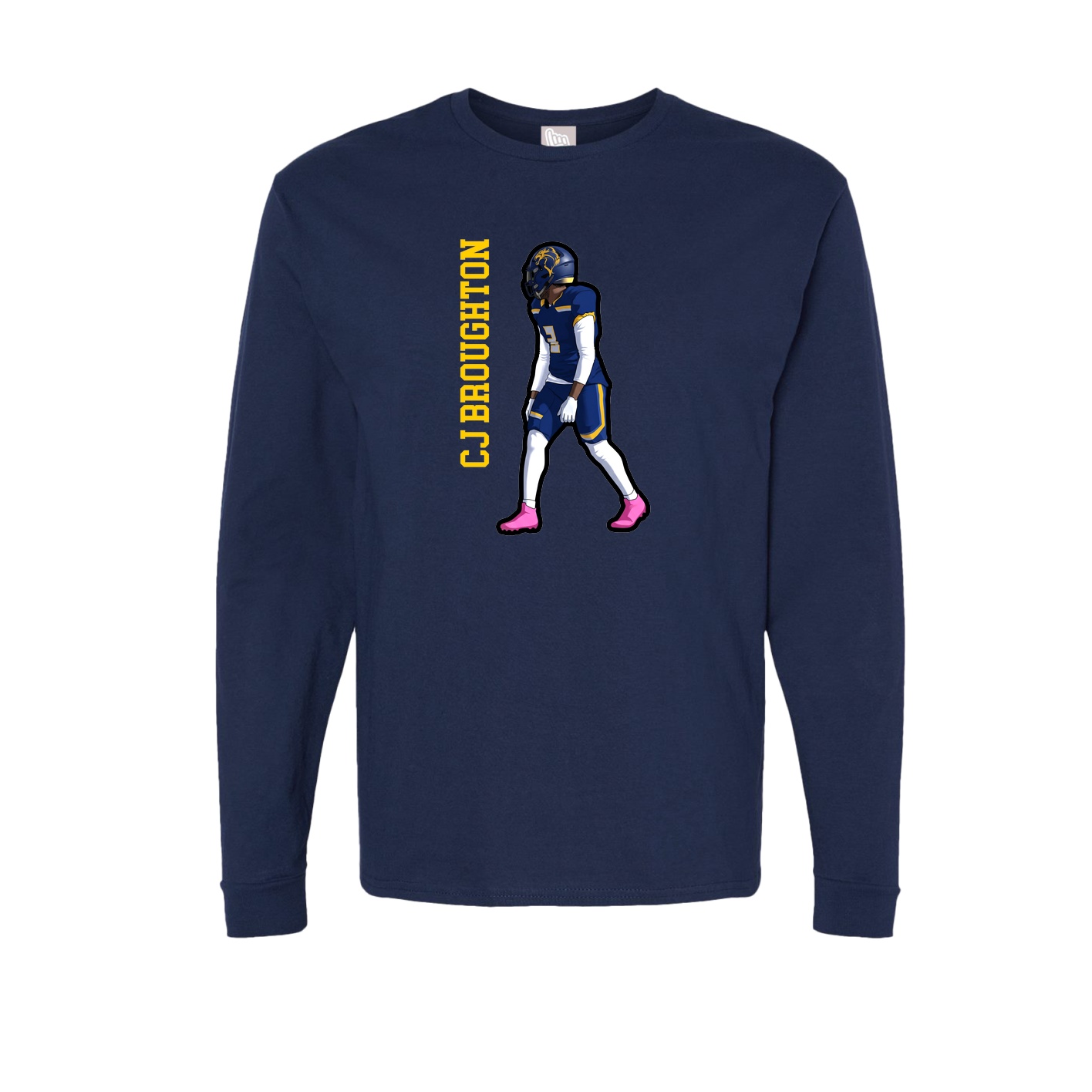 Long Sleeve Tee — Name Vertical in Navy