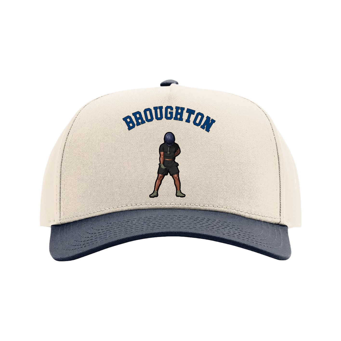 Full Fabric Five-Panel Champ Cap — Shirsey Arch in Cream/Navy