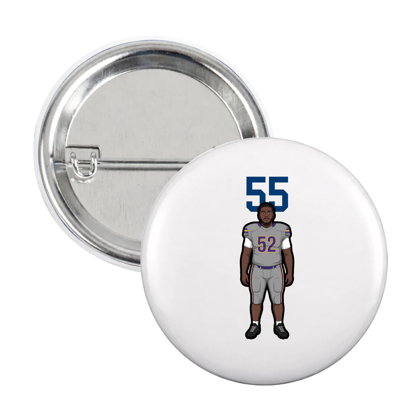 Game Day Button — Number Top in White