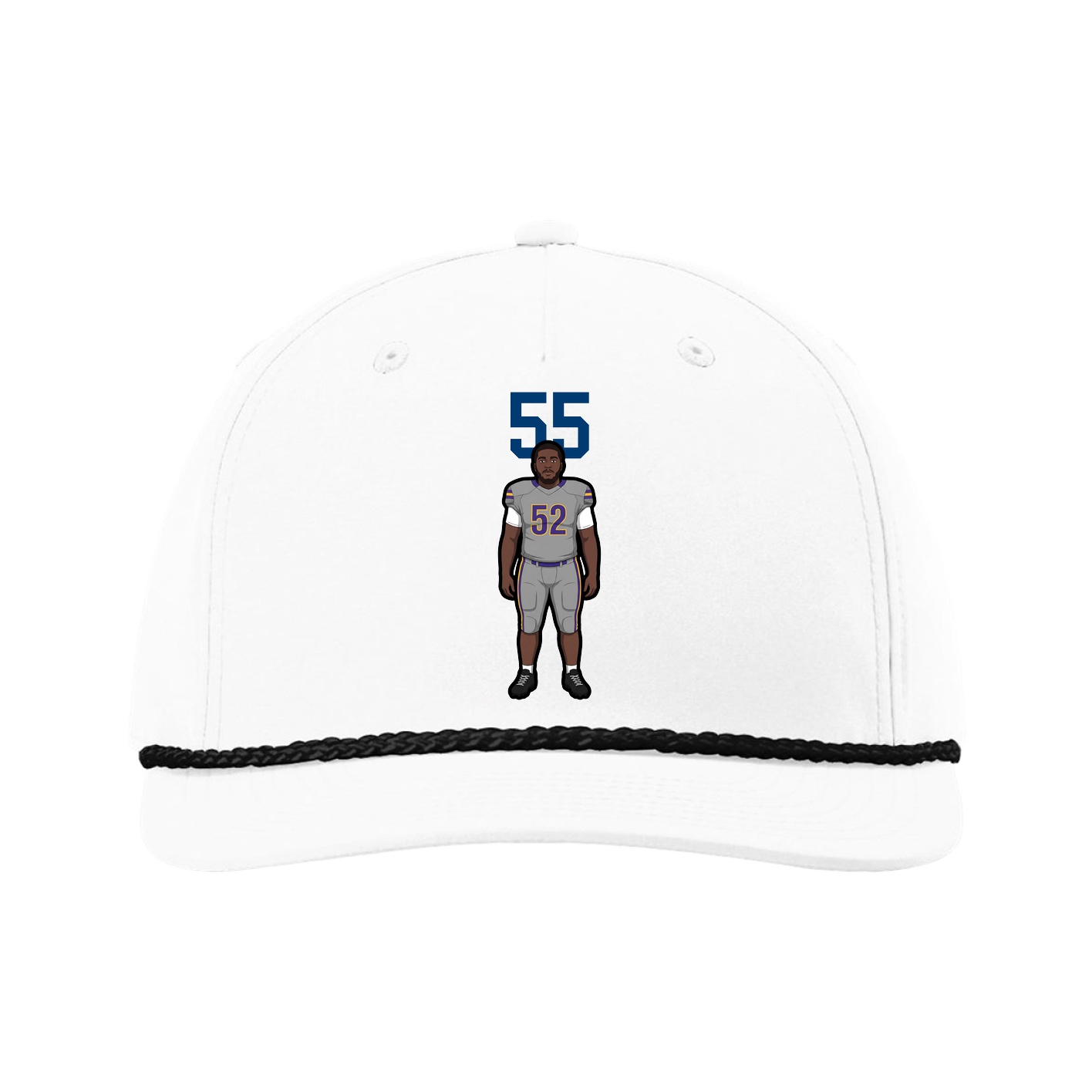 Five-Panel Classic Rope Cap — Number Top in White