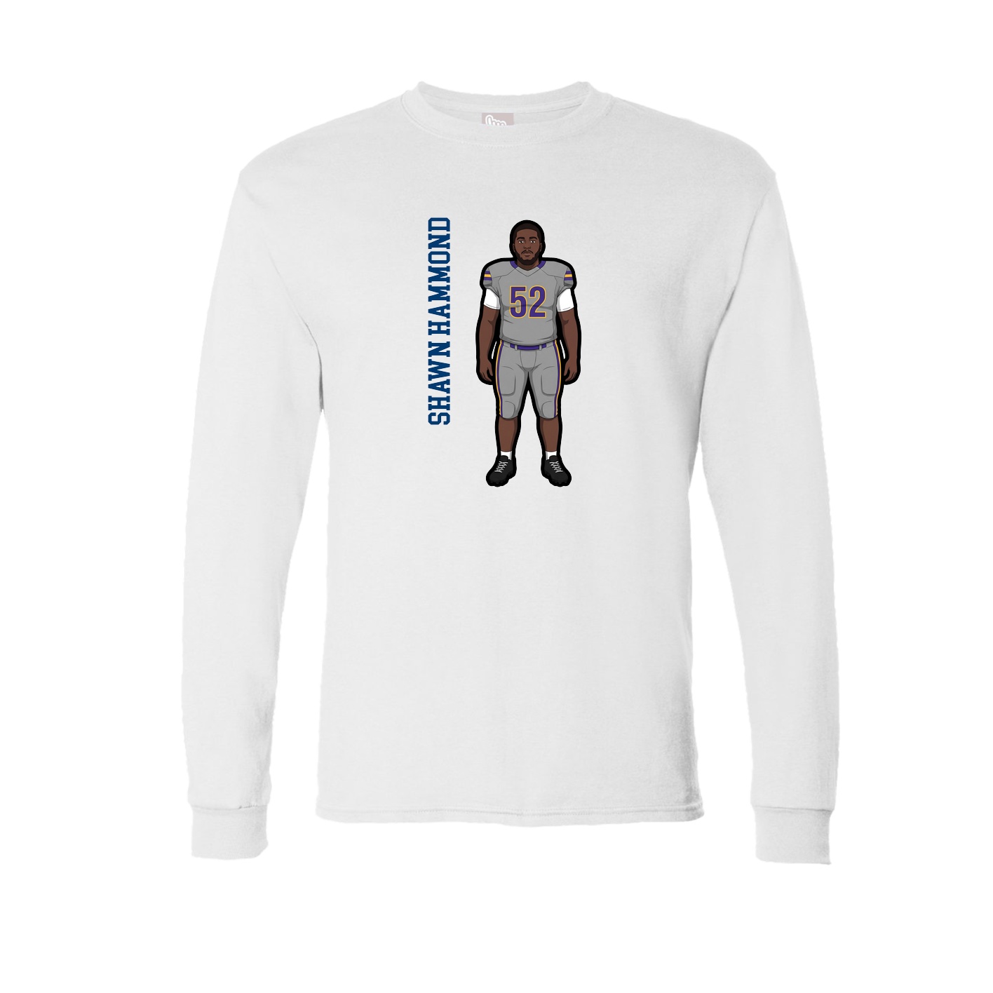 Long Sleeve Tee — Name Vertical in White