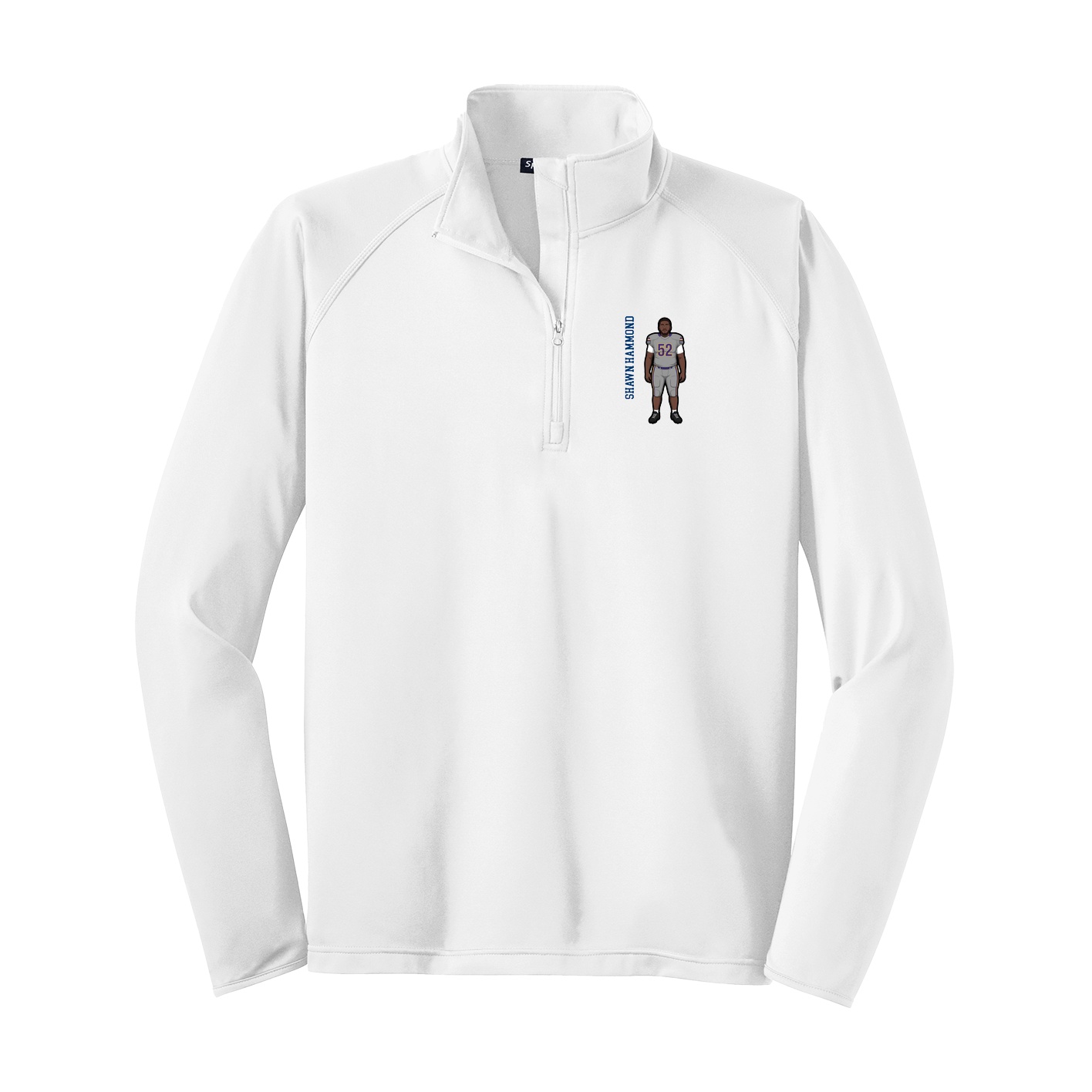 Q-Zip Pullover — Name Vertical in White