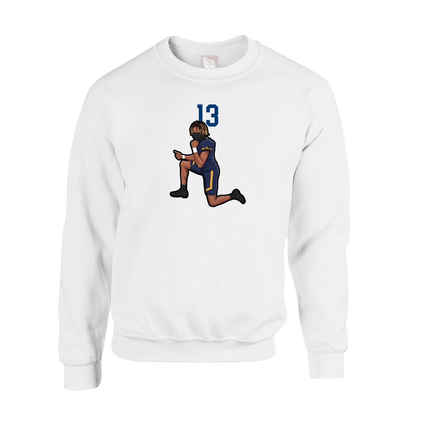 Fleece Crew — Number Top in White
