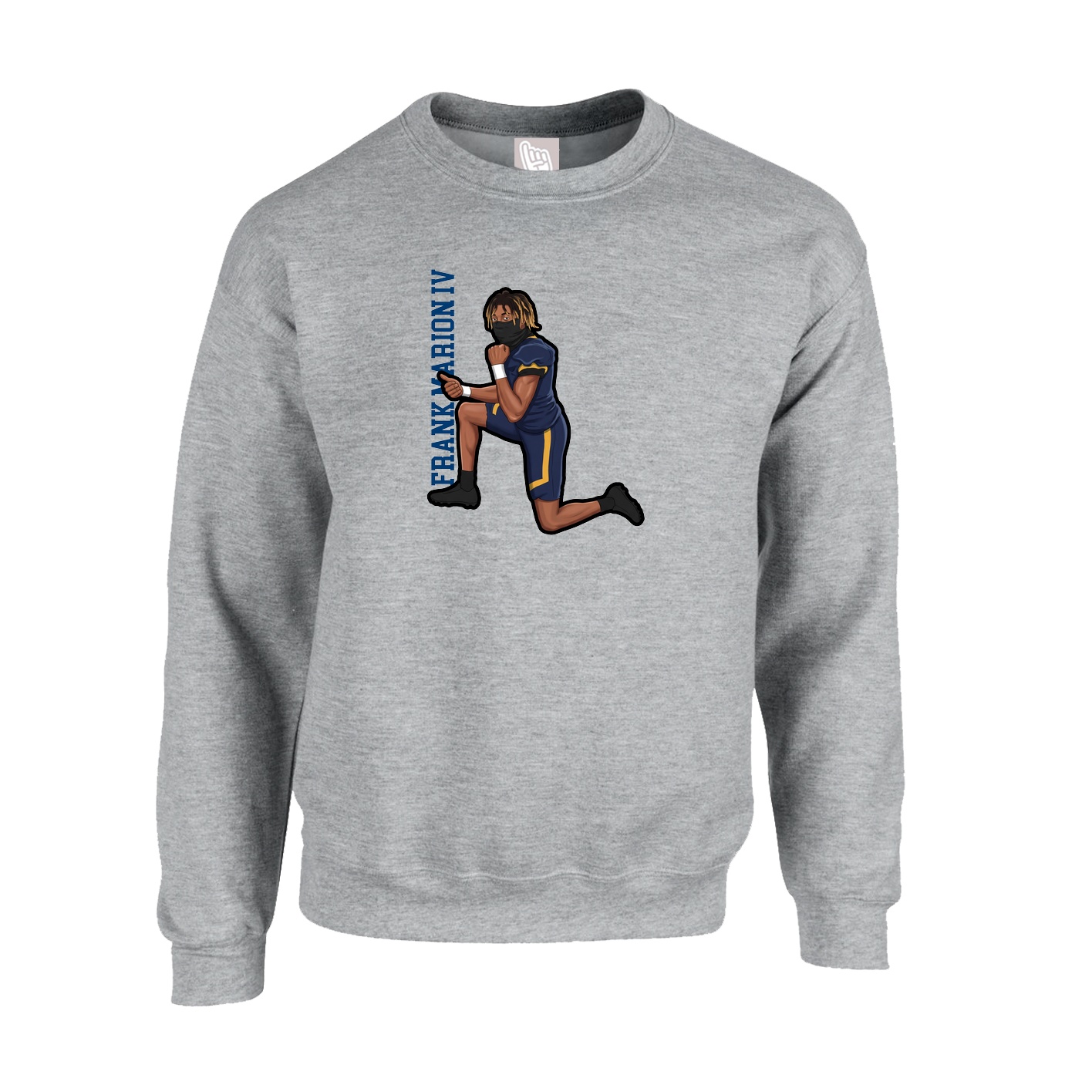 Fleece Crew — Name Vertical in Grey