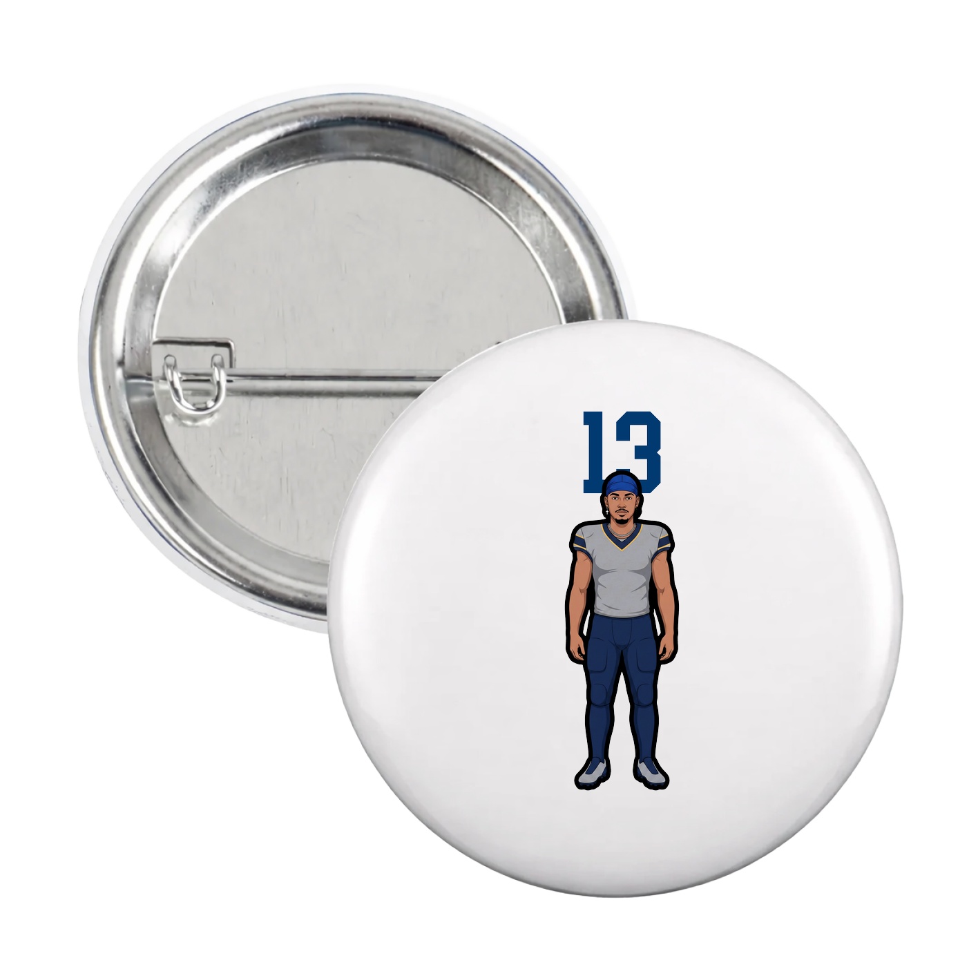 Game Day Button — Number Top in White