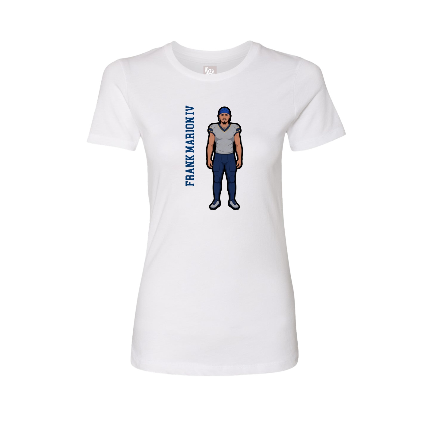 Fitted Women's Tee — Name Vertical in White