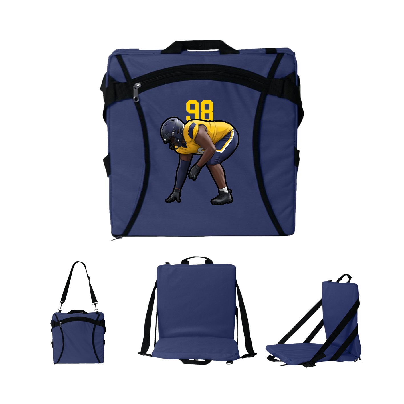 Folding Stadium Seat — Number Top in Navy