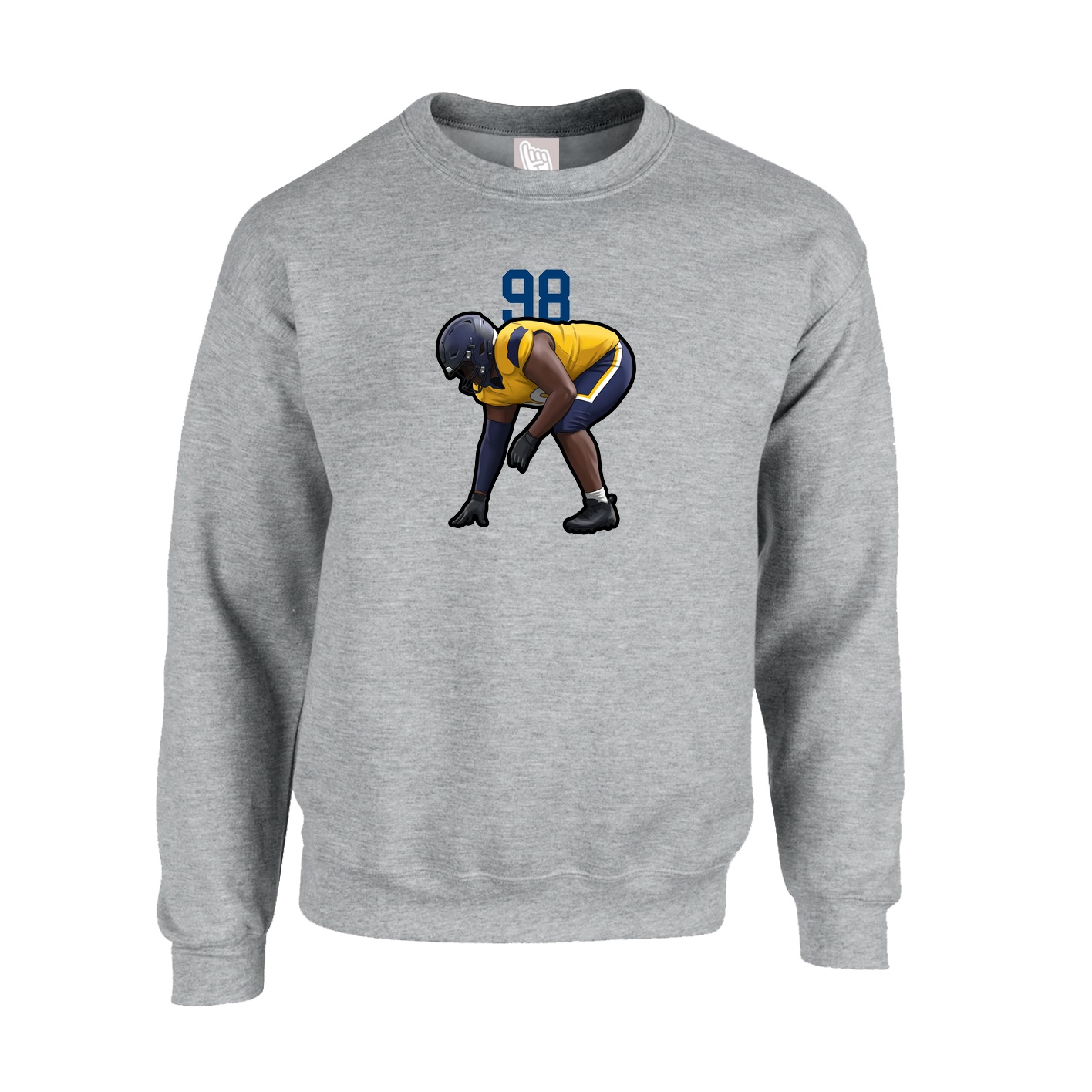 Fleece Crew — Number Top in Grey