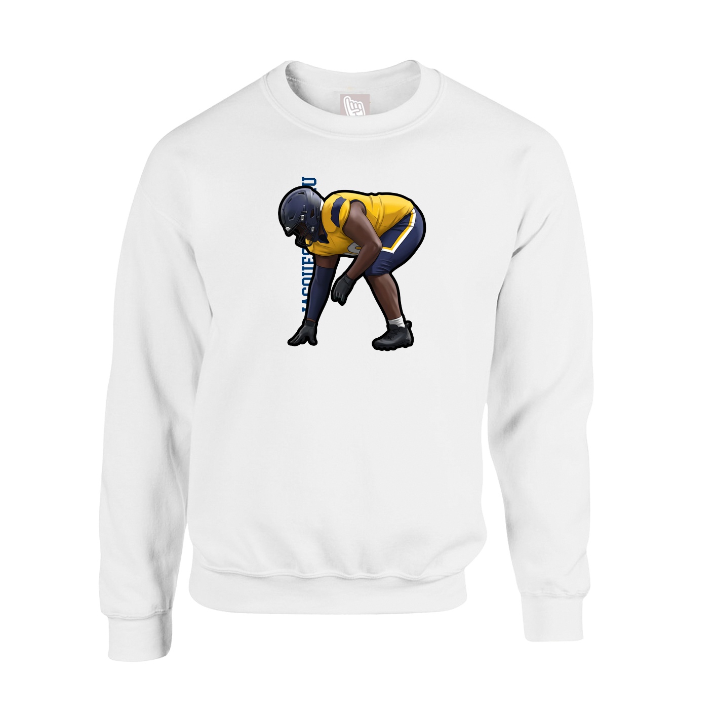 Fleece Crew — Name Vertical in White
