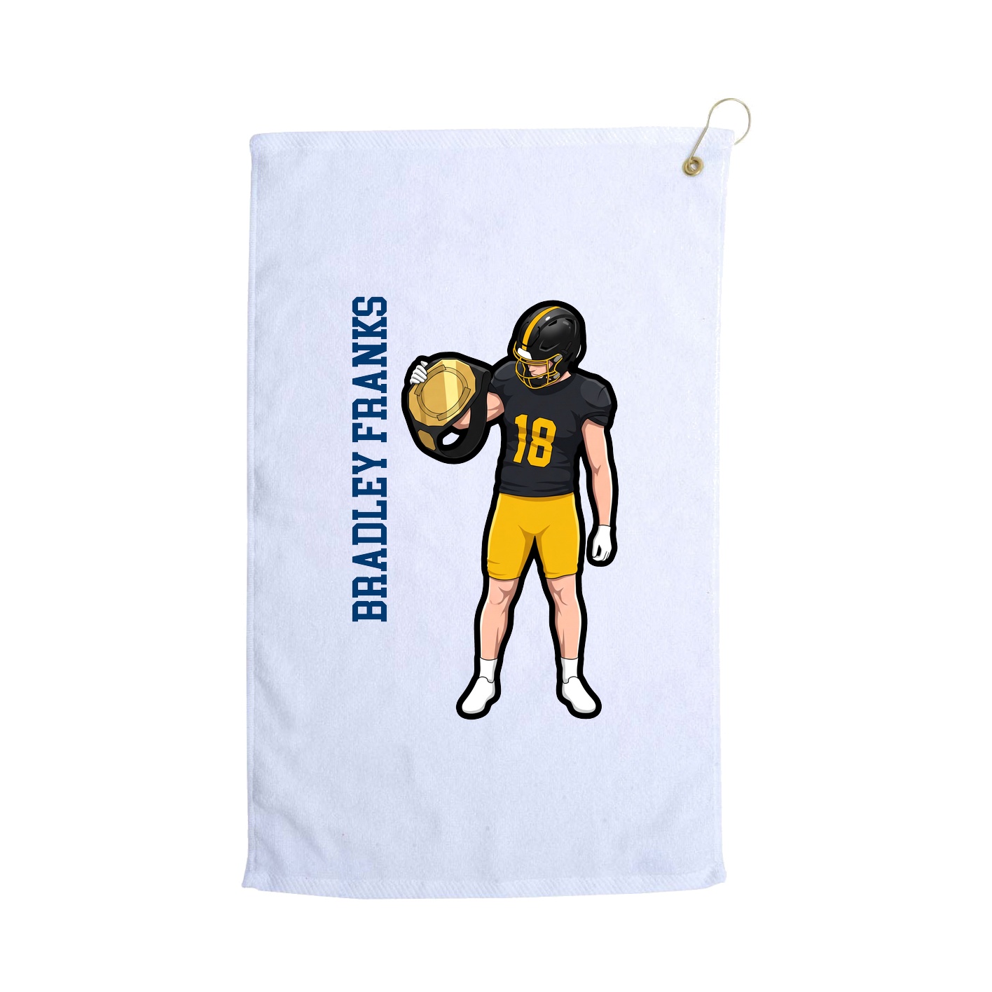 Golf Towel — Name Vertical in White
