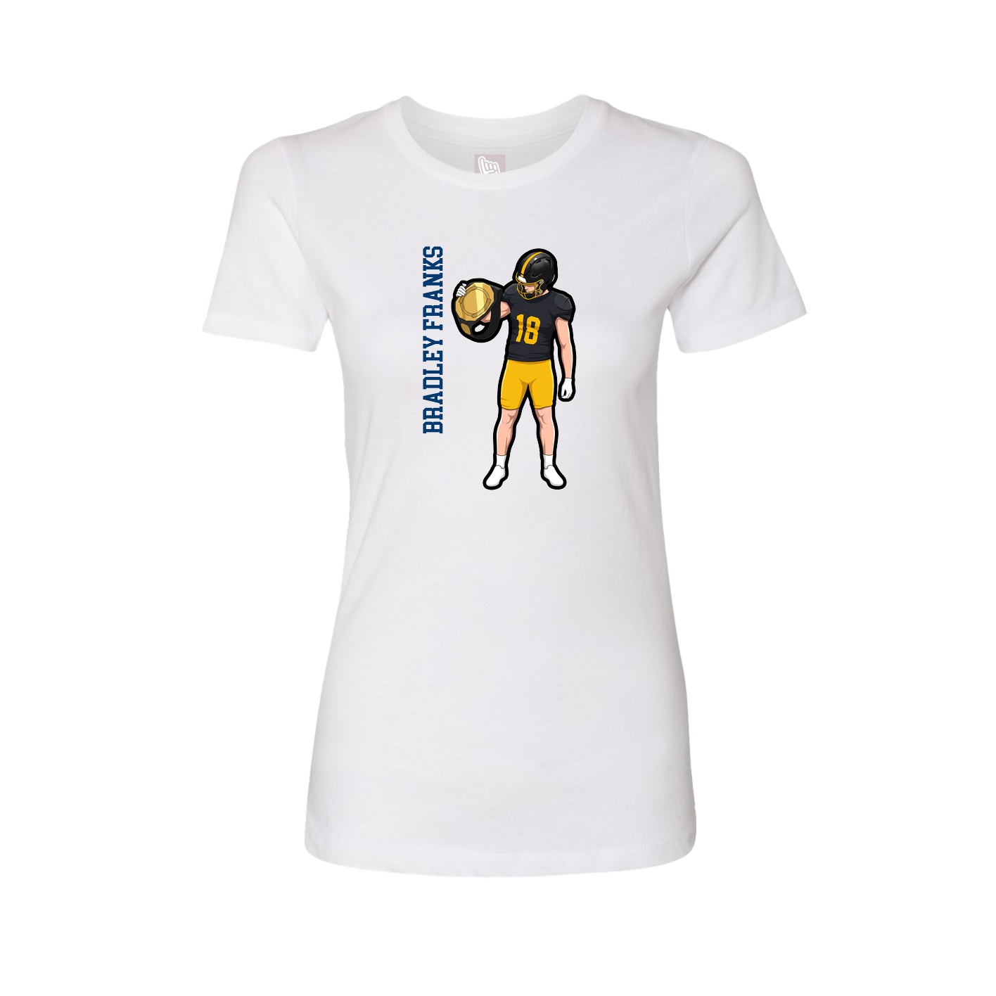 Womens Tee — Name Vertical in White