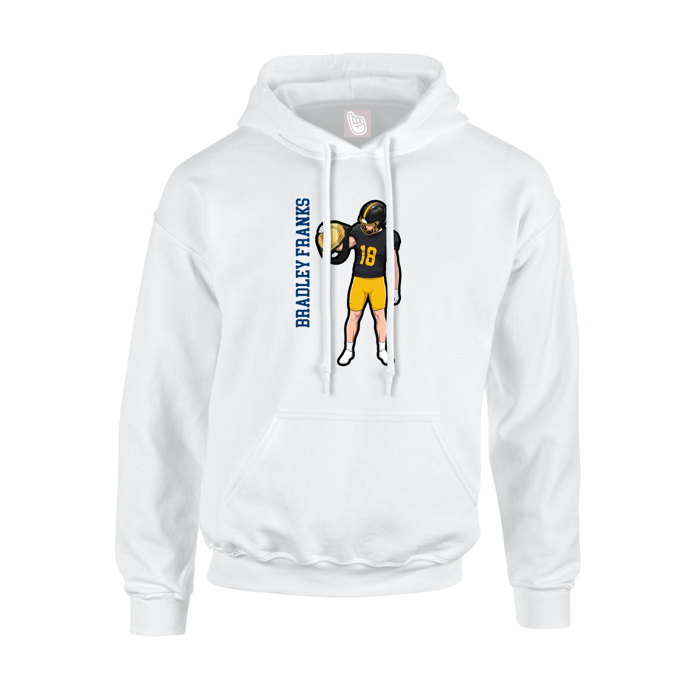 Youth Hoodie — Name Vertical in White